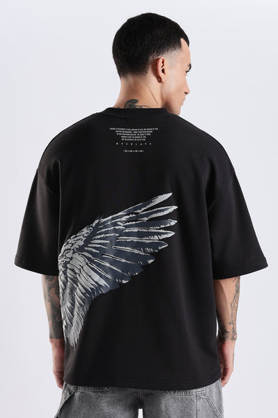 Shield Wings Black Oversized Fit T-Shirt
