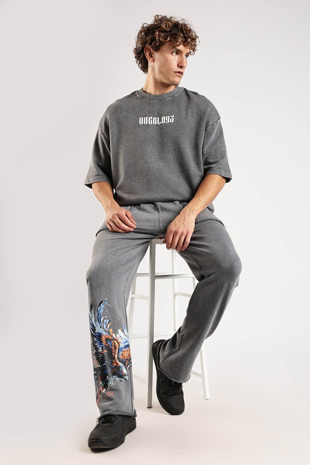 Chase Grey Distressed Heavy Weight Oversized Fit T-Shirt