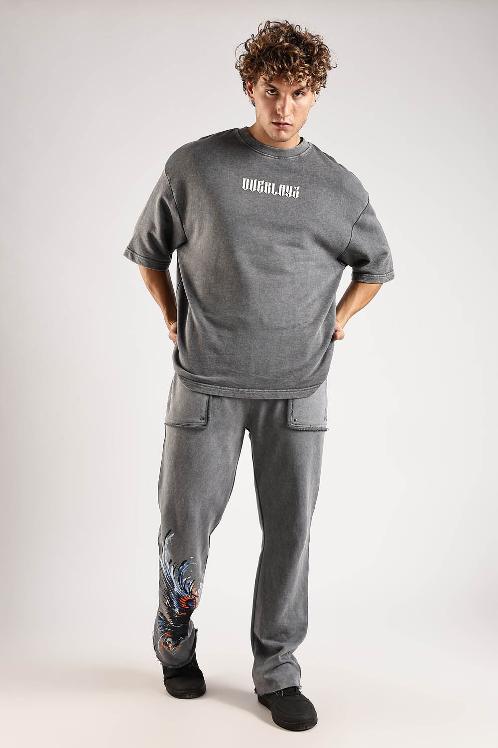 Chase Grey Distressed Heavy Weight Oversized Fit T-Shirt