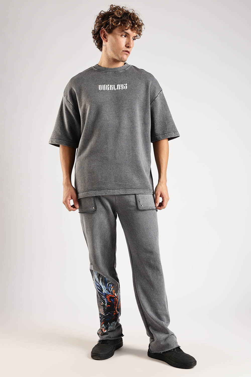 Chase Grey Distressed Heavy Weight Oversized Fit T-Shirt