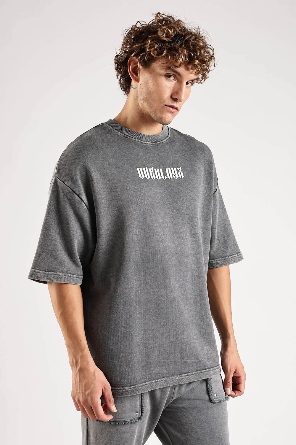 Chase Grey Distressed Heavy Weight Oversized Fit T-Shirt