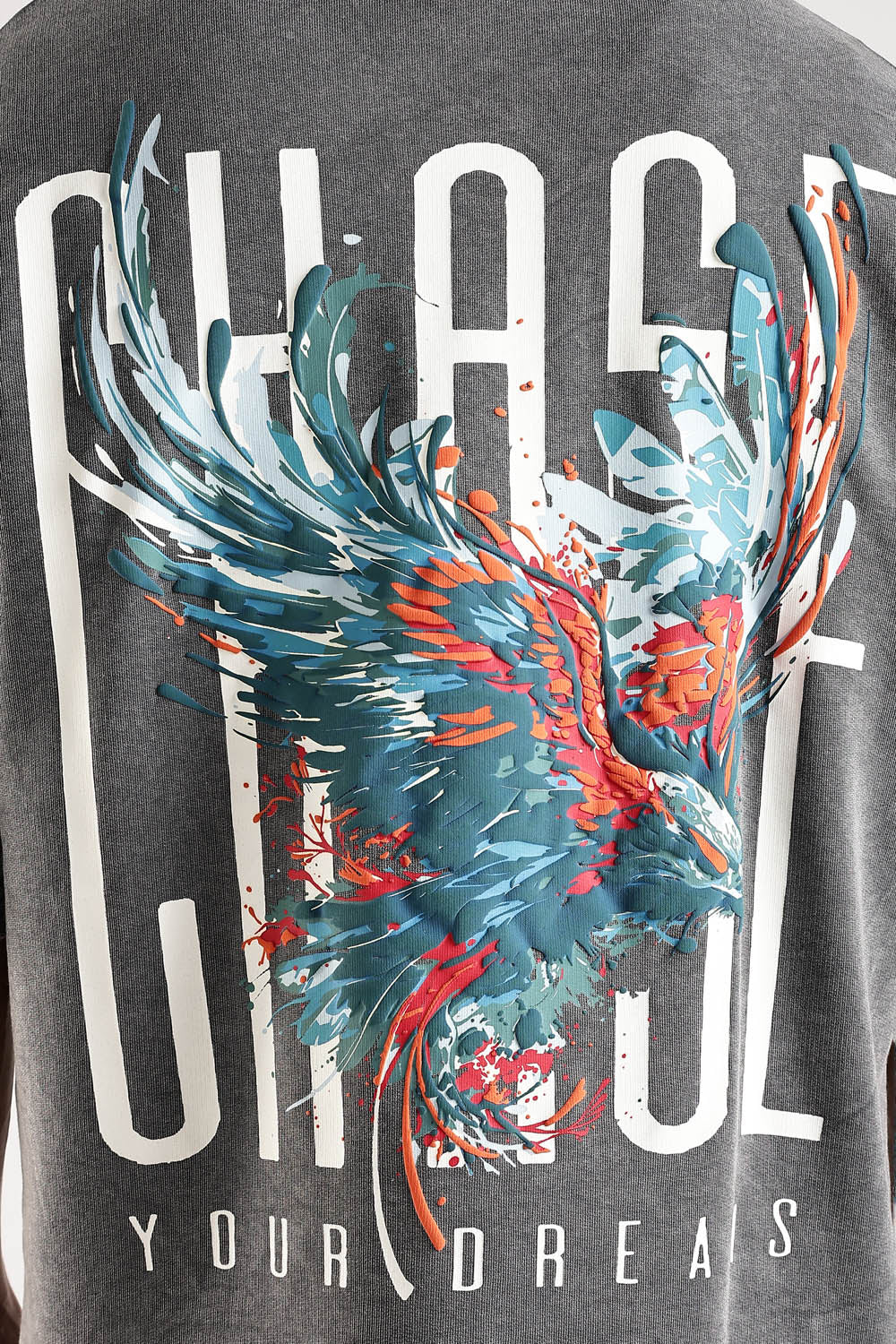 Chase Grey Distressed Heavy Weight Oversized Fit T-Shirt