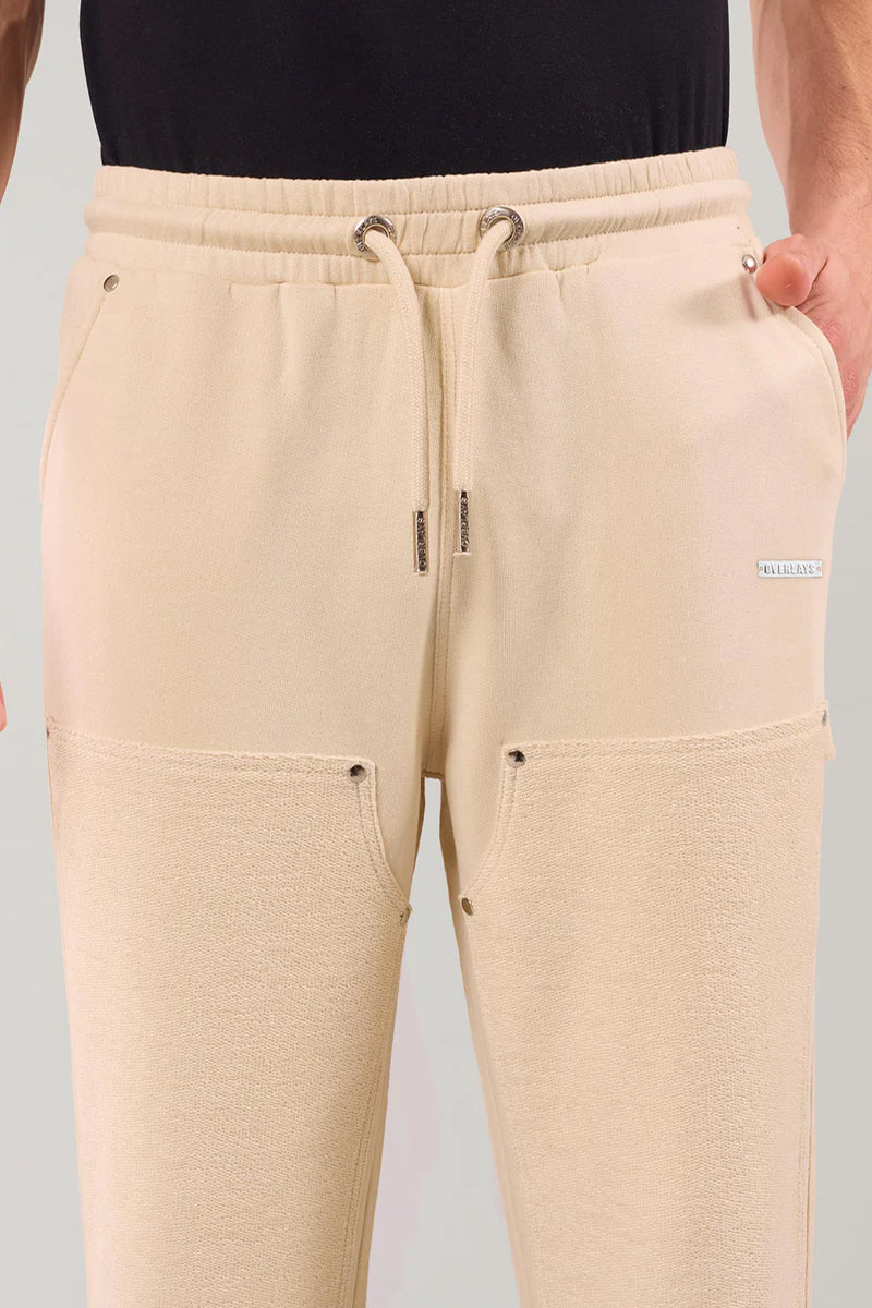 Beige Stud Straight Fit Joggers