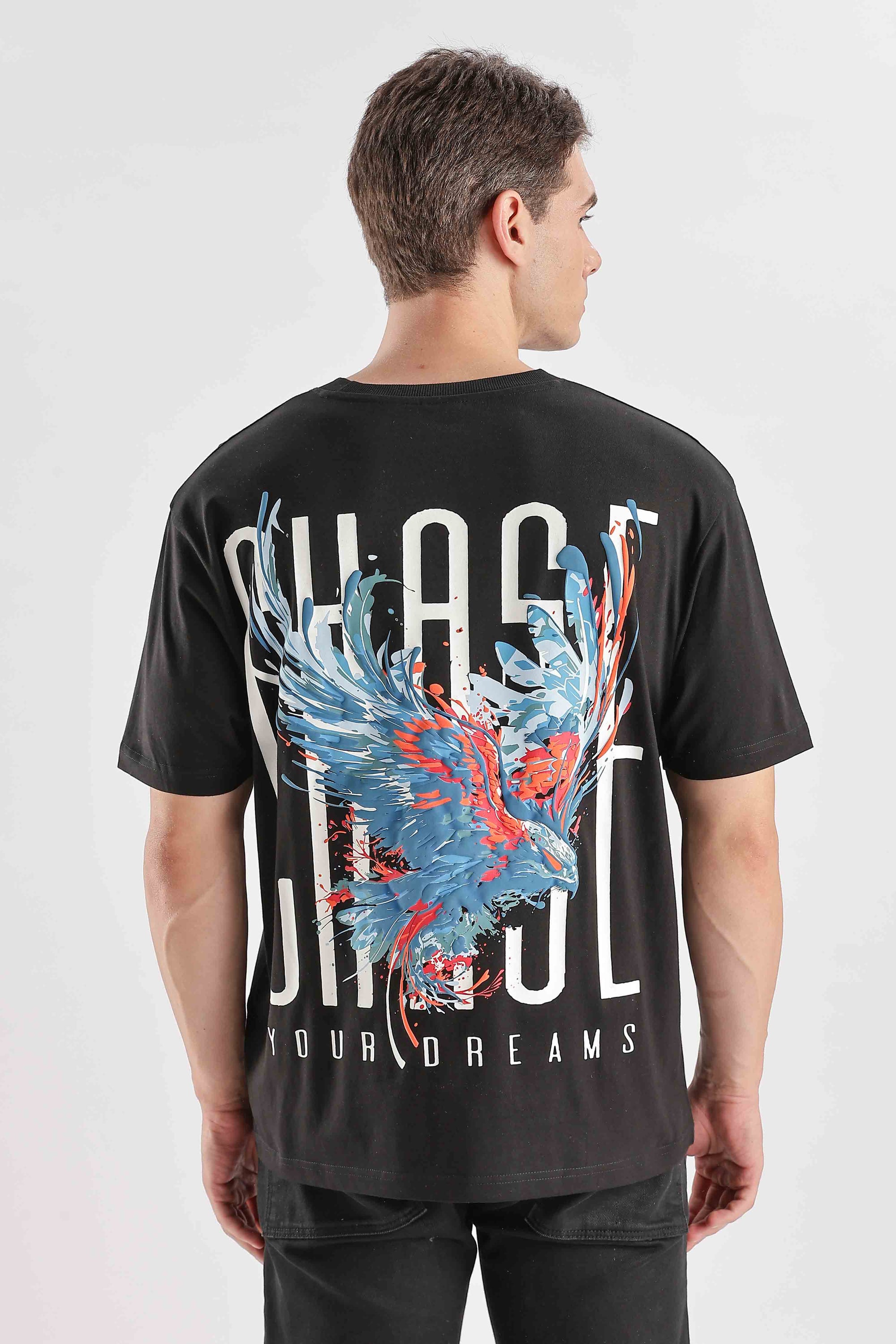 Chase Black Relaxed Fit T-Shirt - 100% Cotton