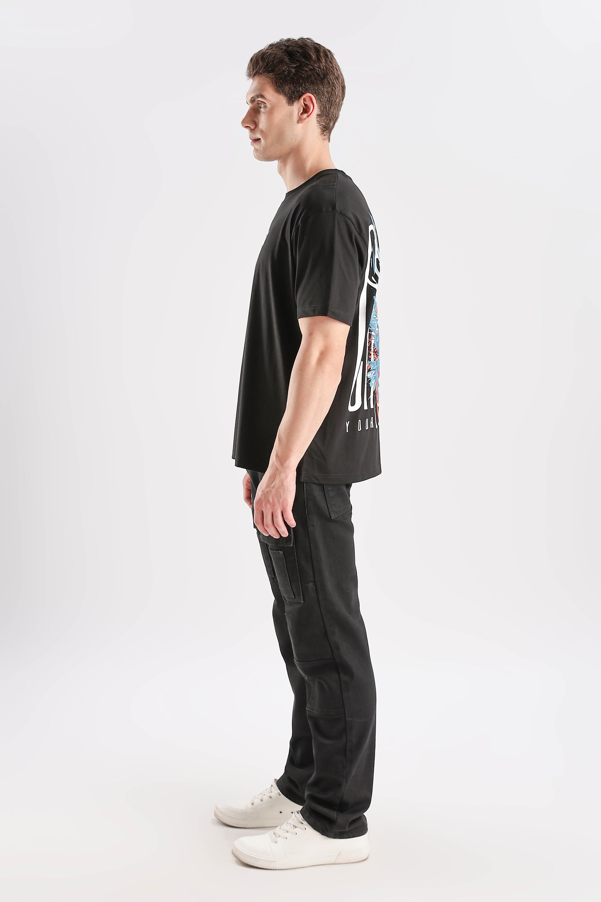 Chase Black Relaxed Fit T-Shirt - 100% Cotton