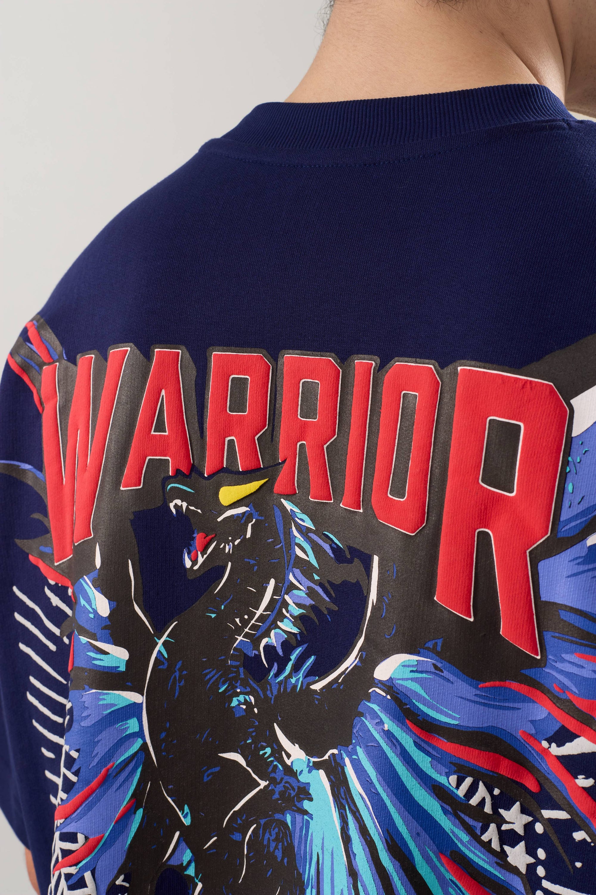 Heavy Weight Navy Warrior Arc Oversized T-shirt