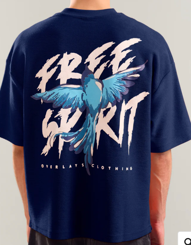 Oversized Free Spirit Black T-shirt - Heavy Weight