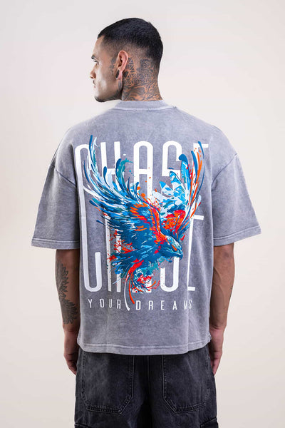 Chase Grey Distressed Heavy Weight Oversized Fit T-Shirt