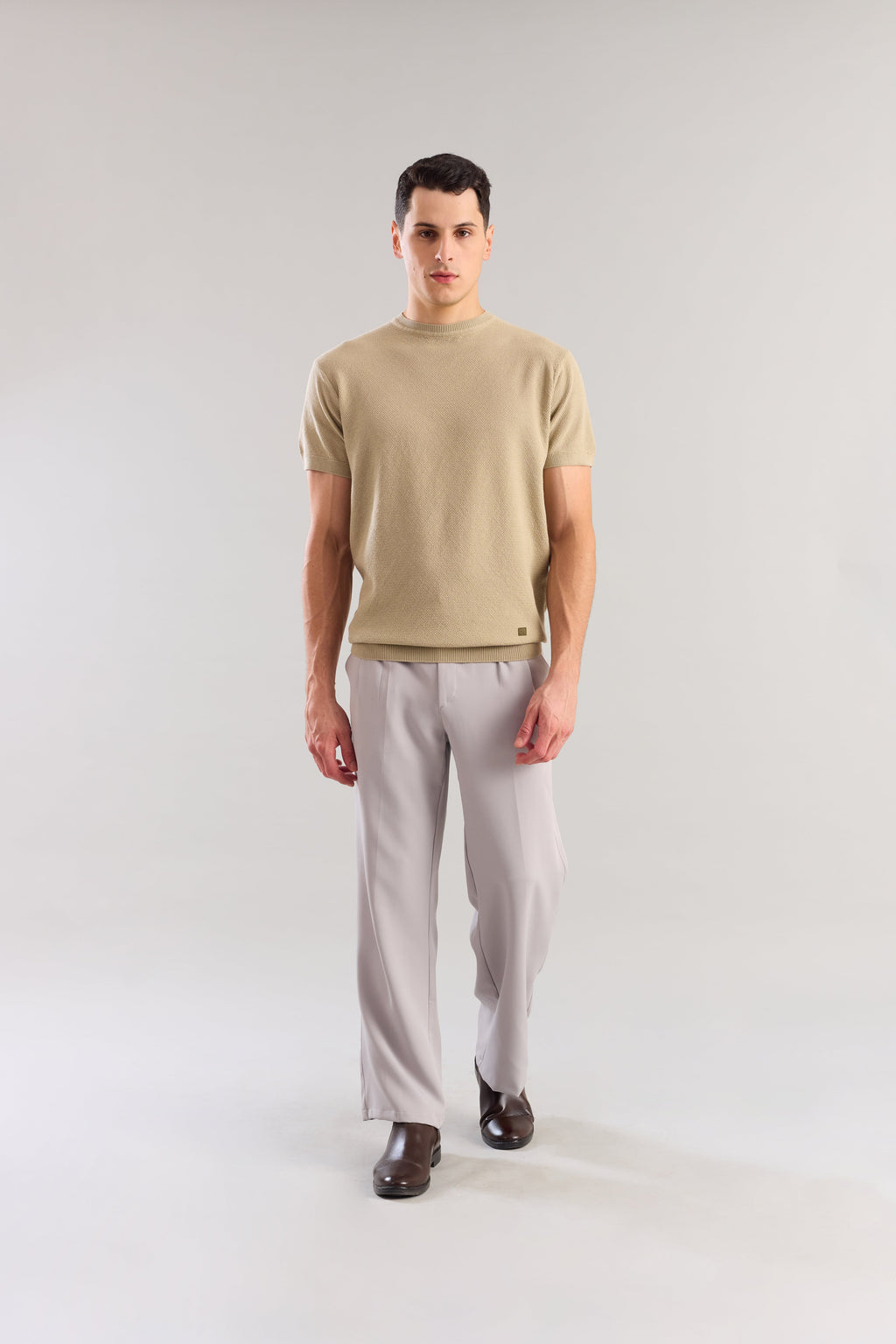 Nude Textured Knitted T-Shirt