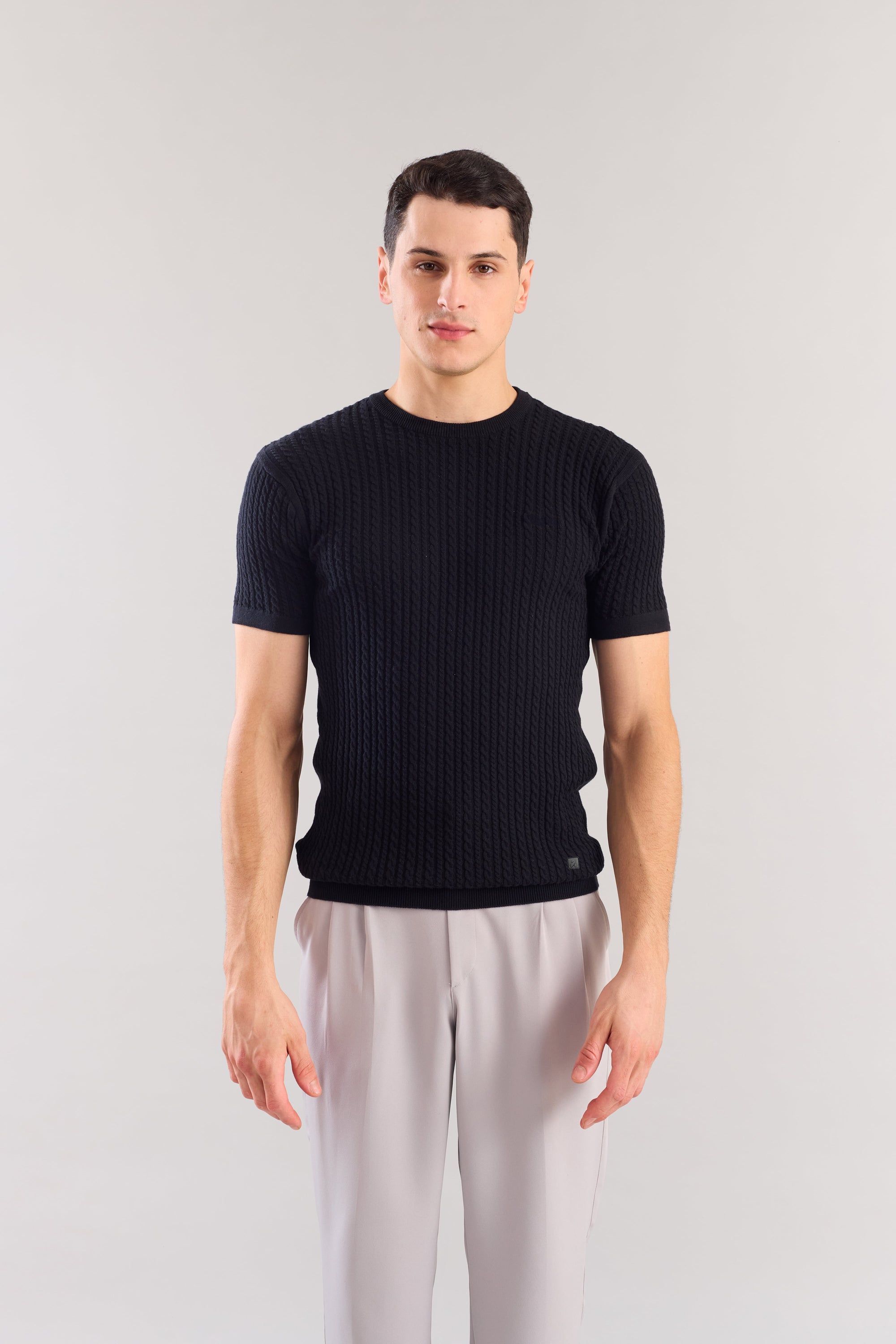 Black Cabel Knit T-Shirt