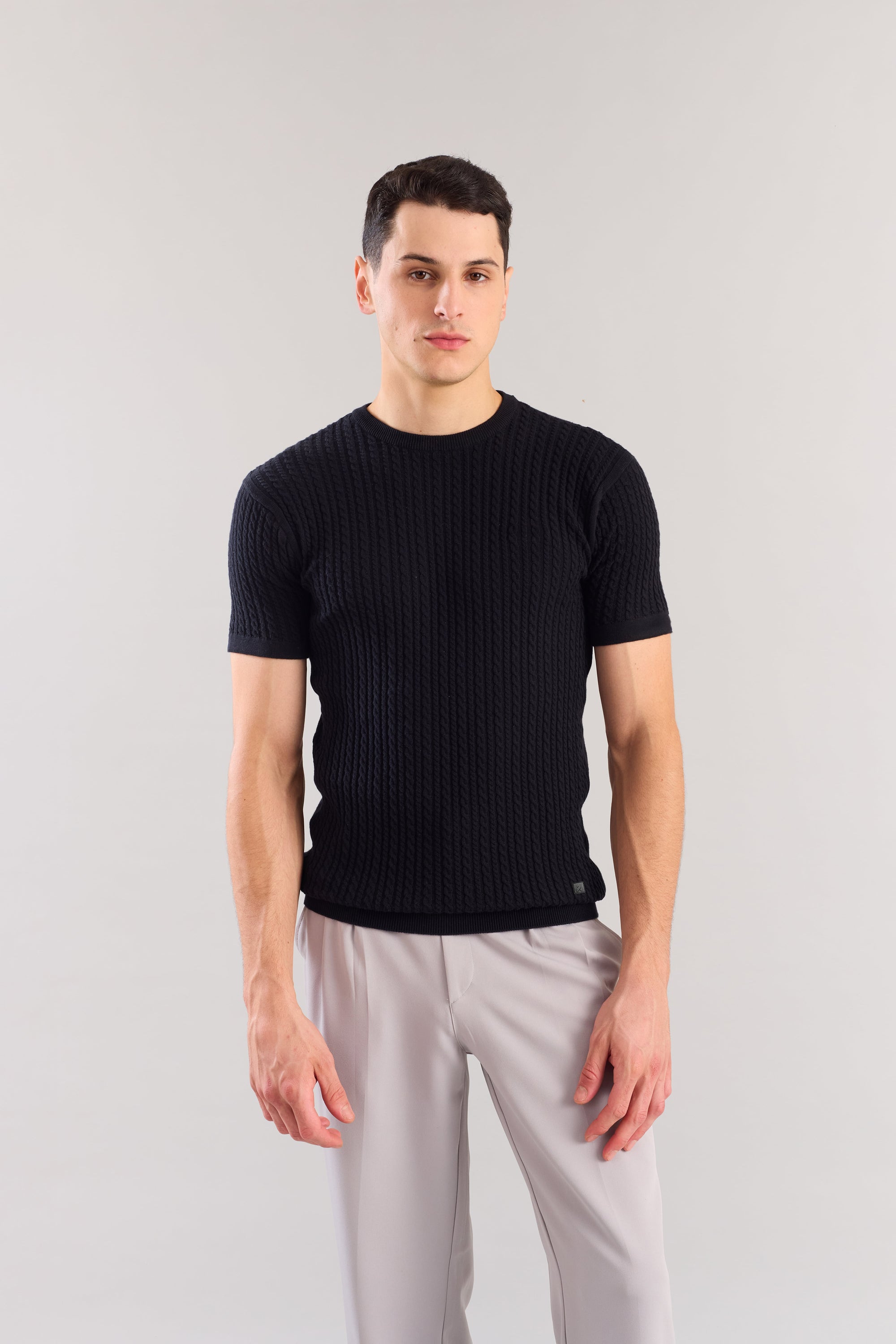 Black Cabel Knit T-Shirt