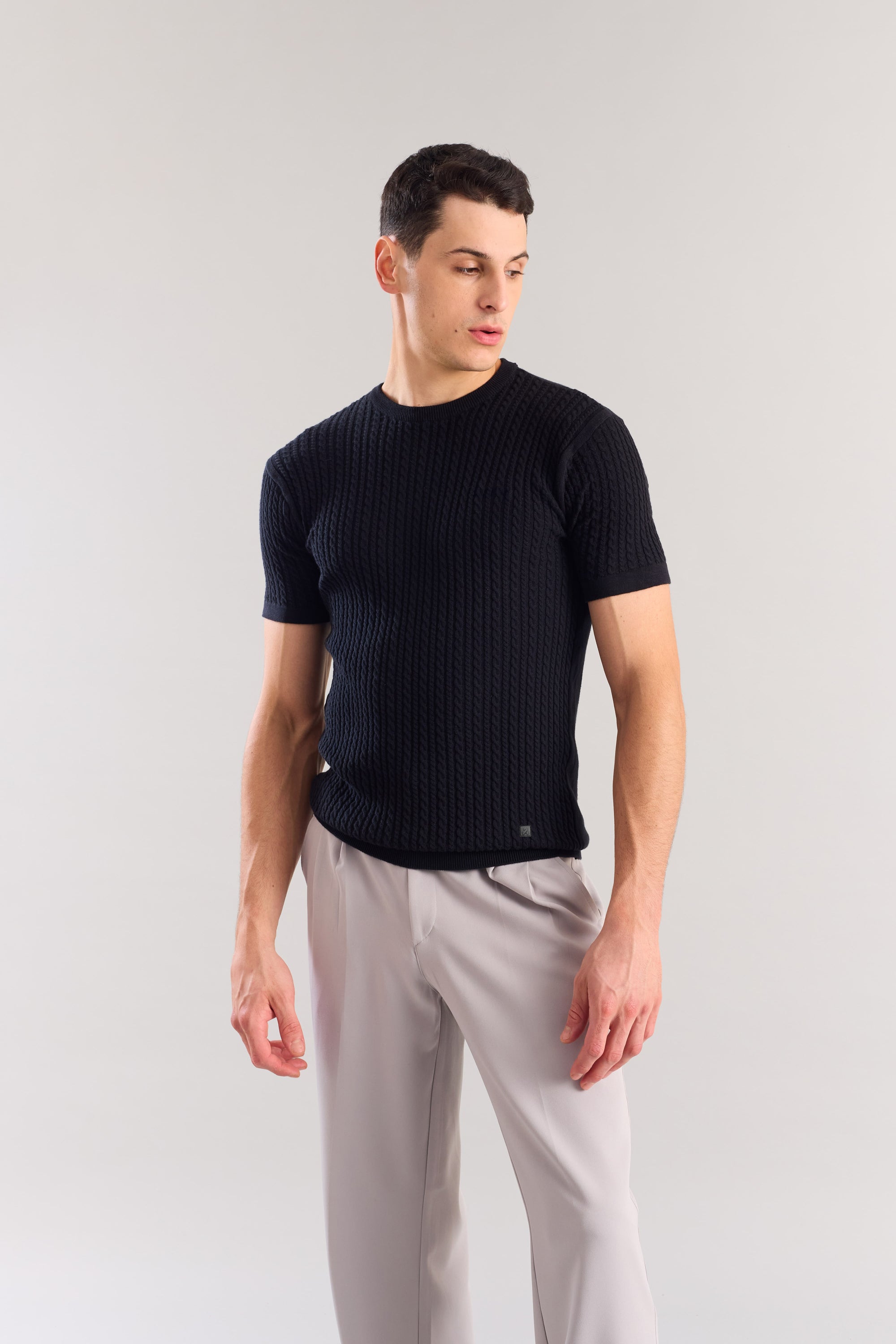 Black Cabel Knit T-Shirt