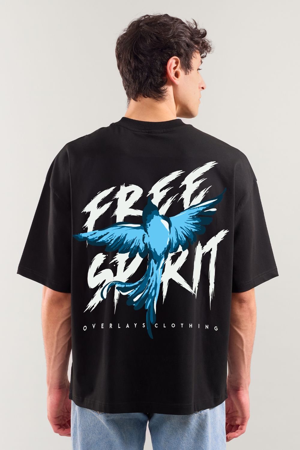 Oversized Free Spirit Black T-shirt - Heavy Weight