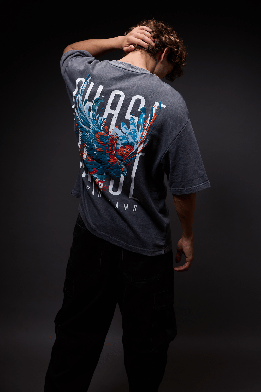 Chase Grey Distressed Heavy Weight Oversized Fit T-Shirt