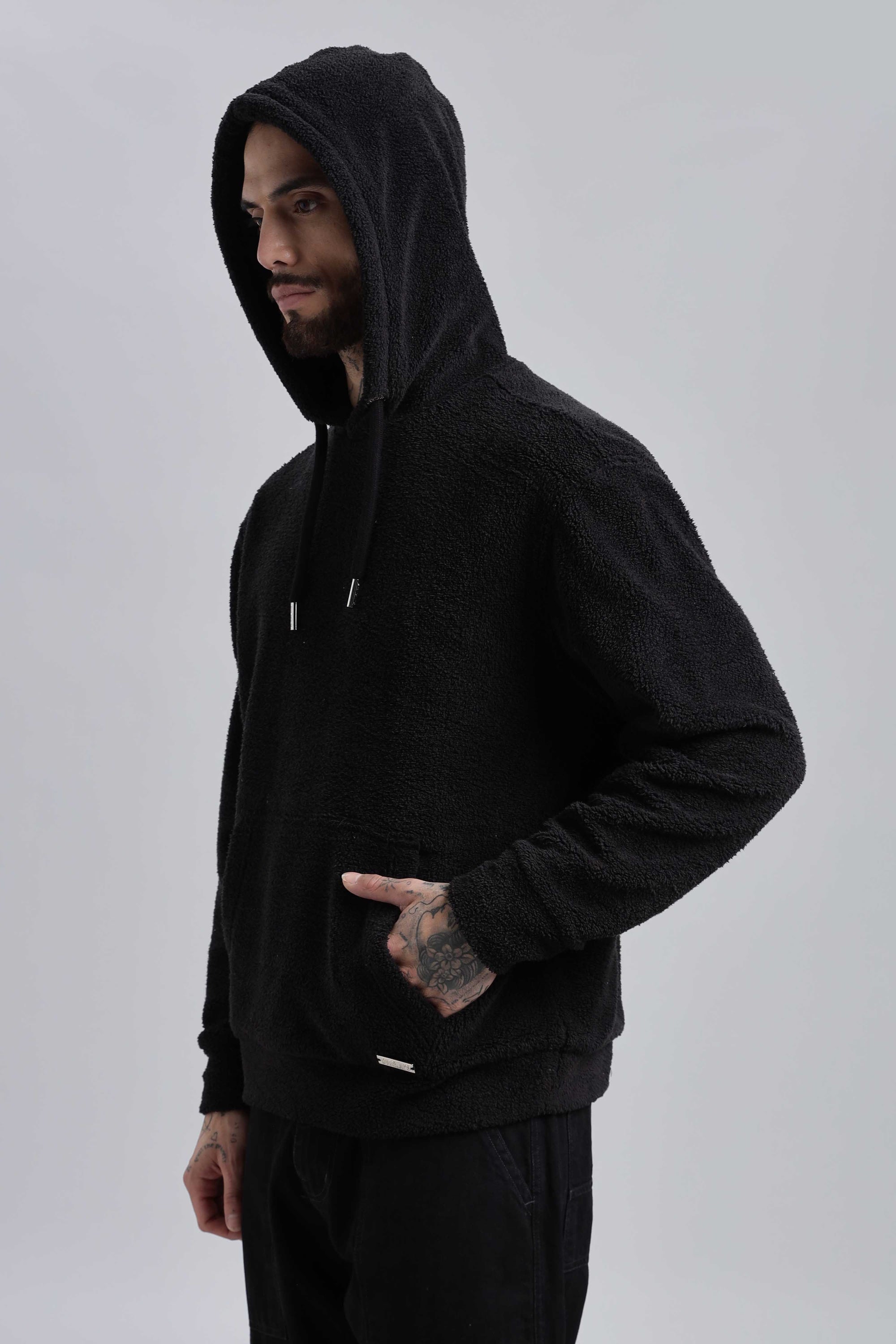 Raven Sherpa Oversized Hoodie