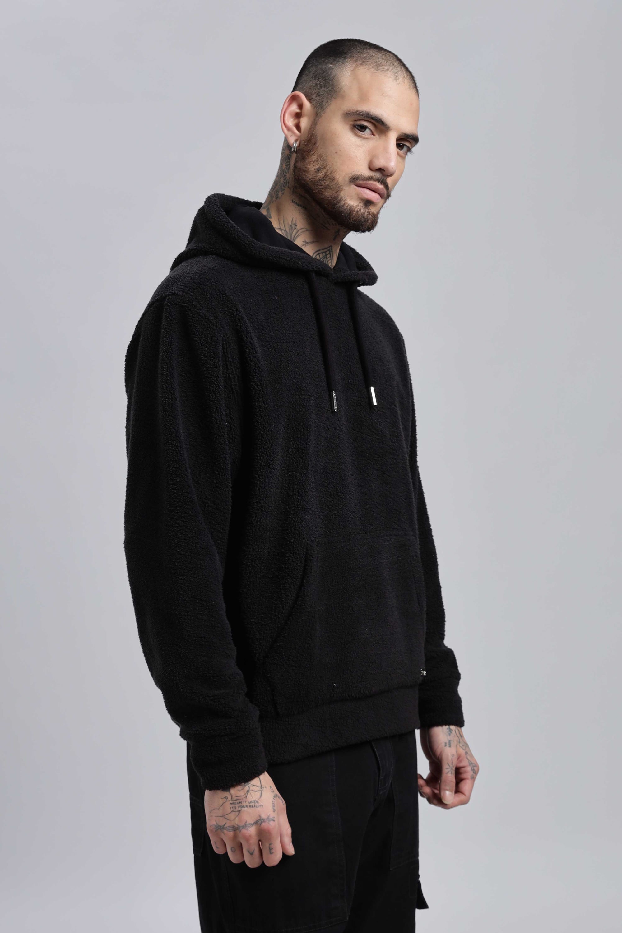 Raven Sherpa Oversized Hoodie