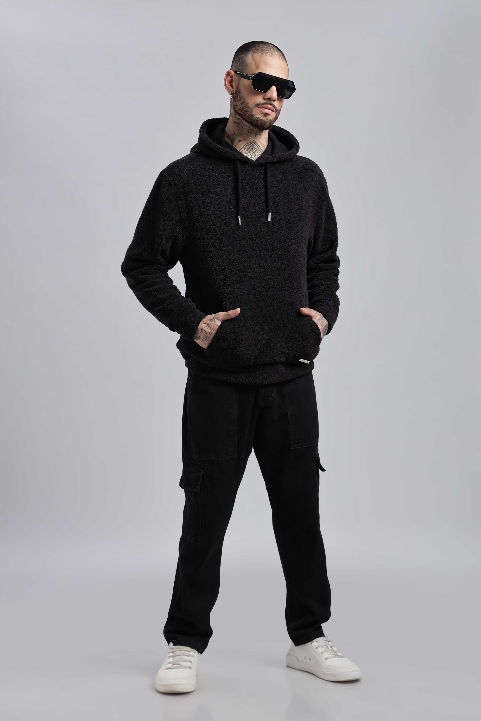 Raven Sherpa Oversized Hoodie