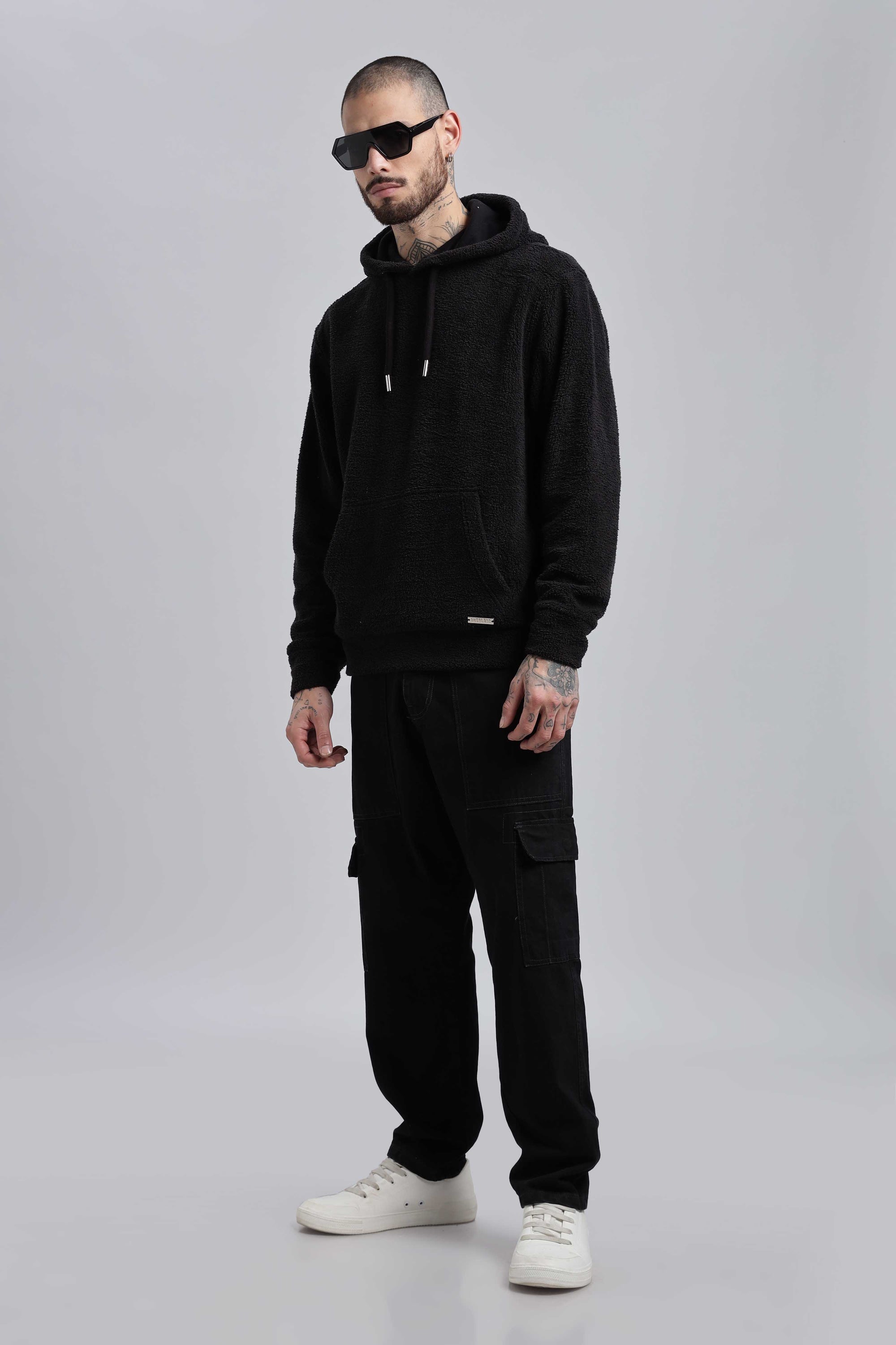 Raven Sherpa Oversized Hoodie