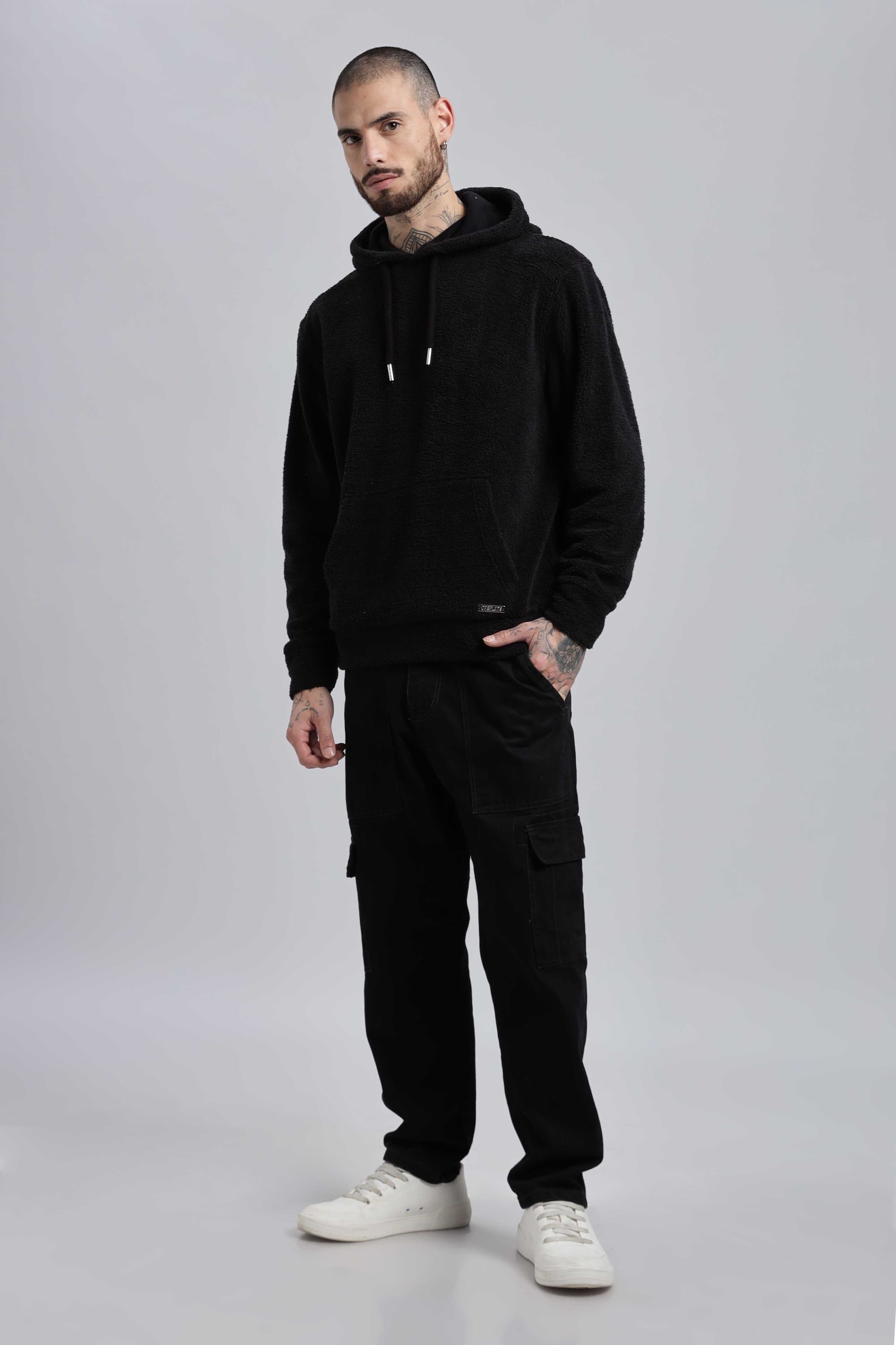 Raven Sherpa Oversized Hoodie