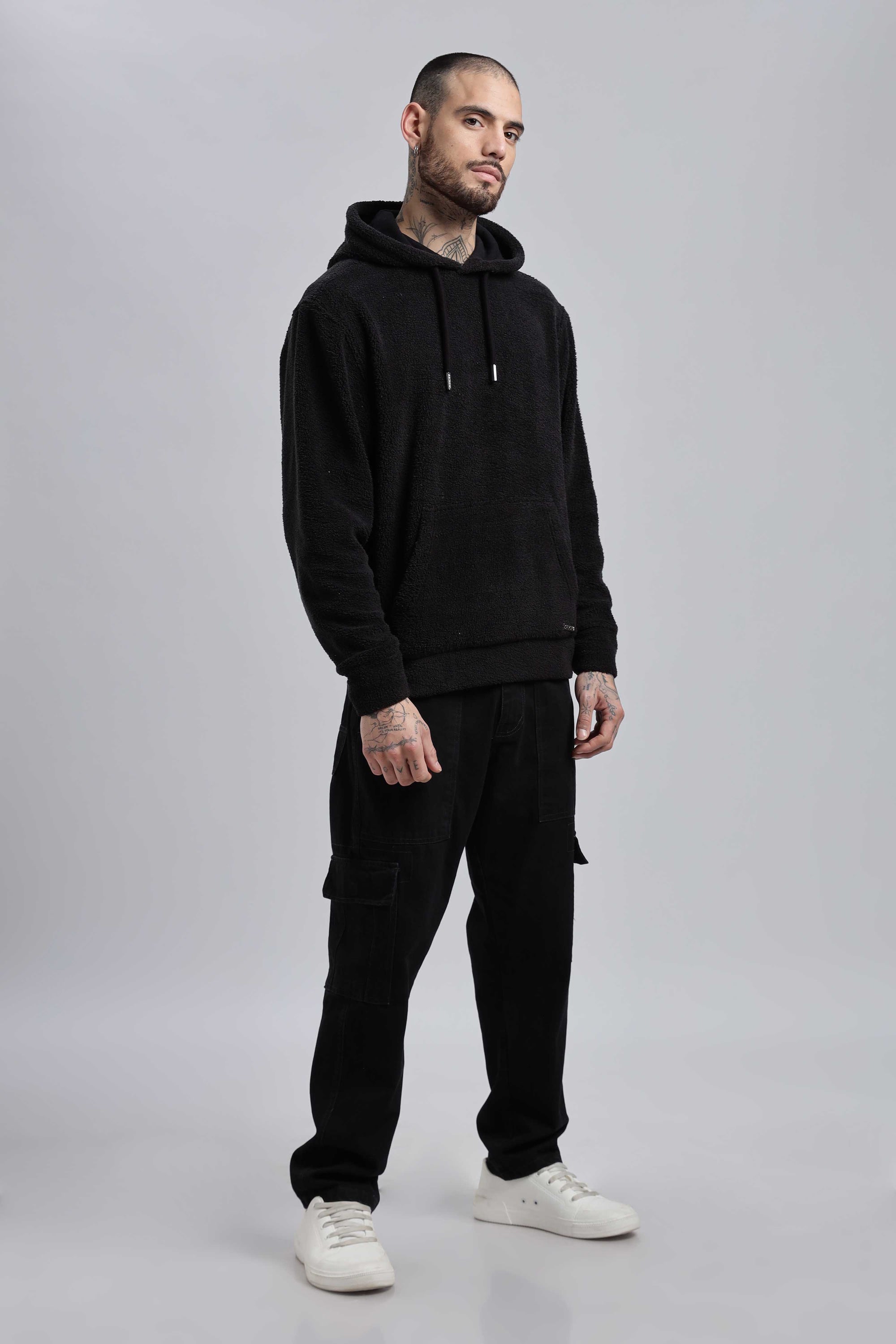 Raven Sherpa Oversized Hoodie