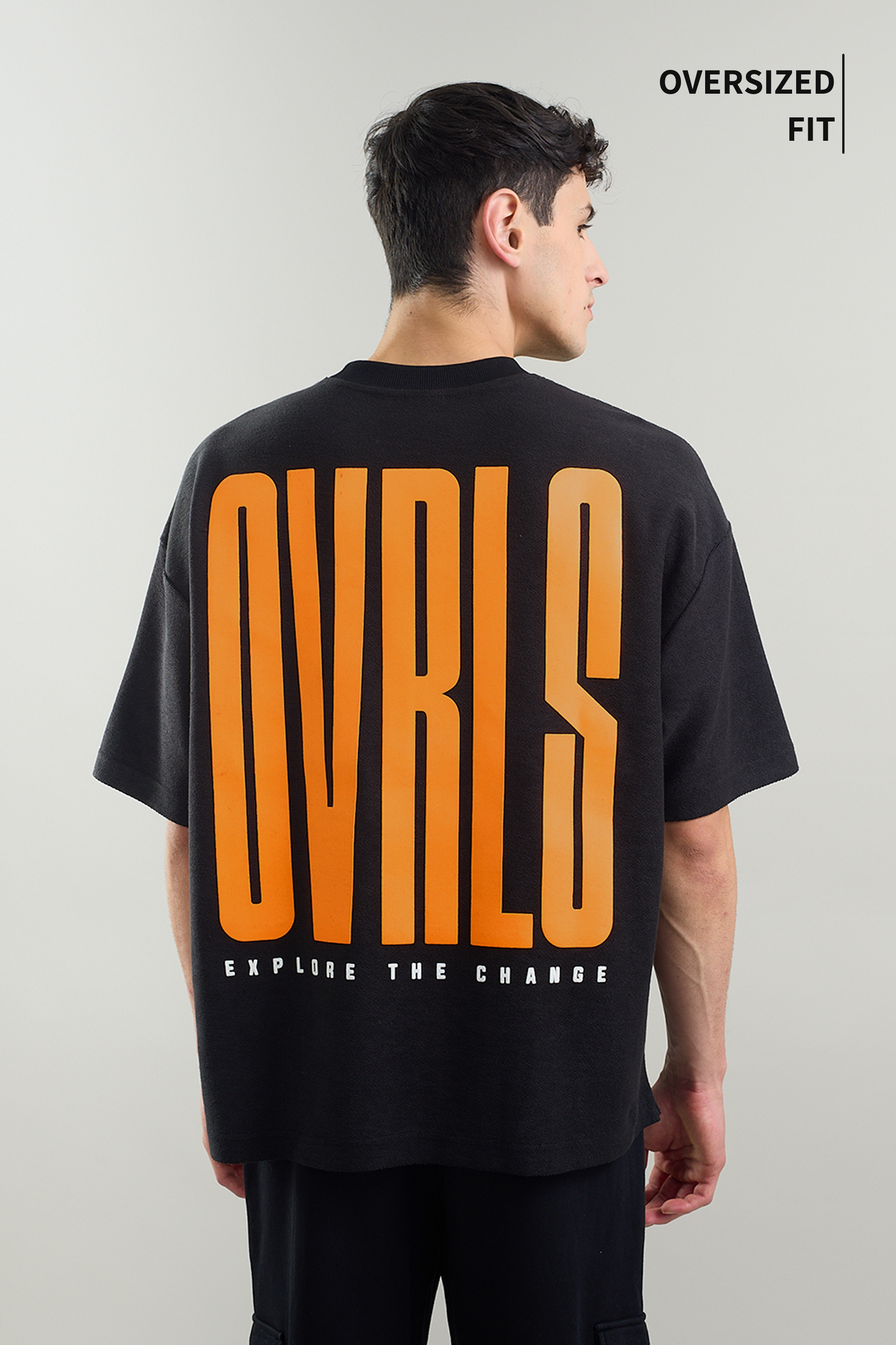 Textured Heavy Weight Black OVRLS Arc Oversized T-shirt