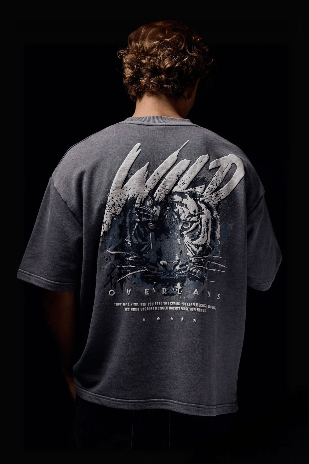 Grey Blazing Wild distressed Oversized Fit T-Shirt