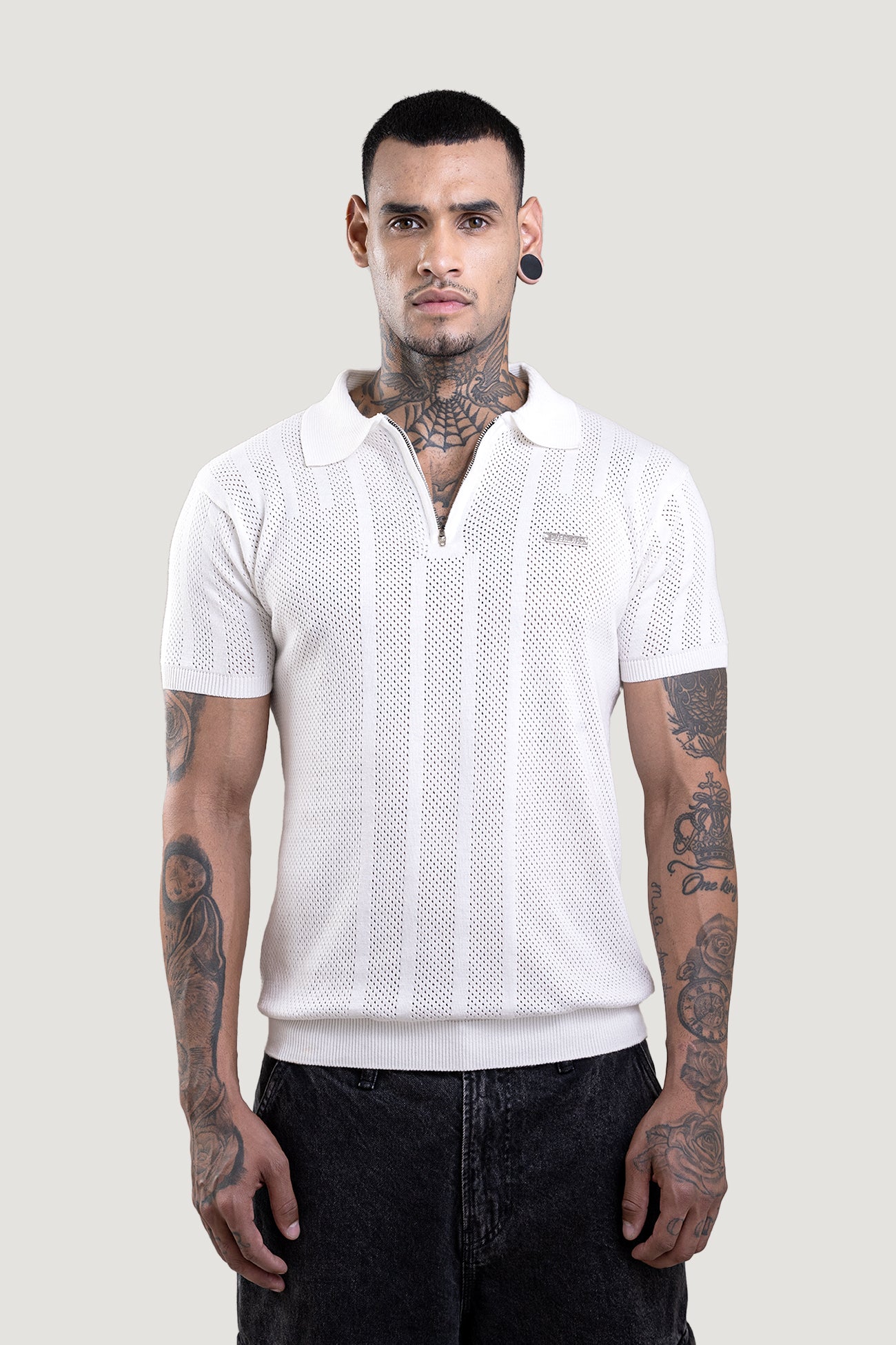 Opal White Textured Polo T-Shirt