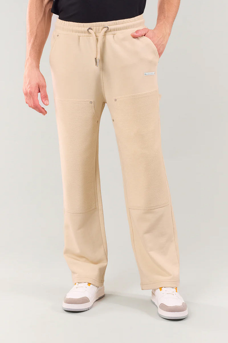 Beige Stud Straight Fit Joggers