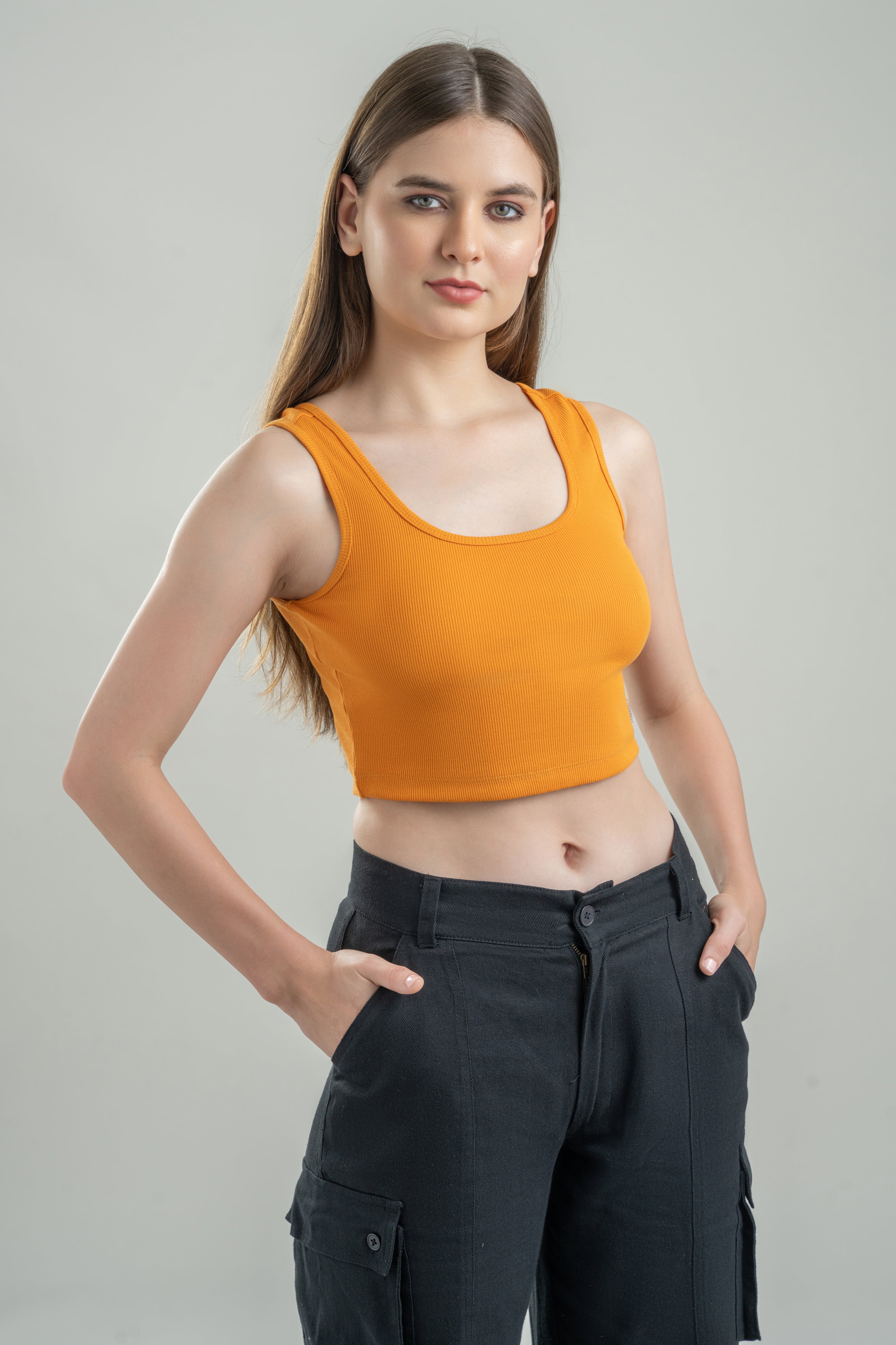 Sleeveless Orange Crop Top