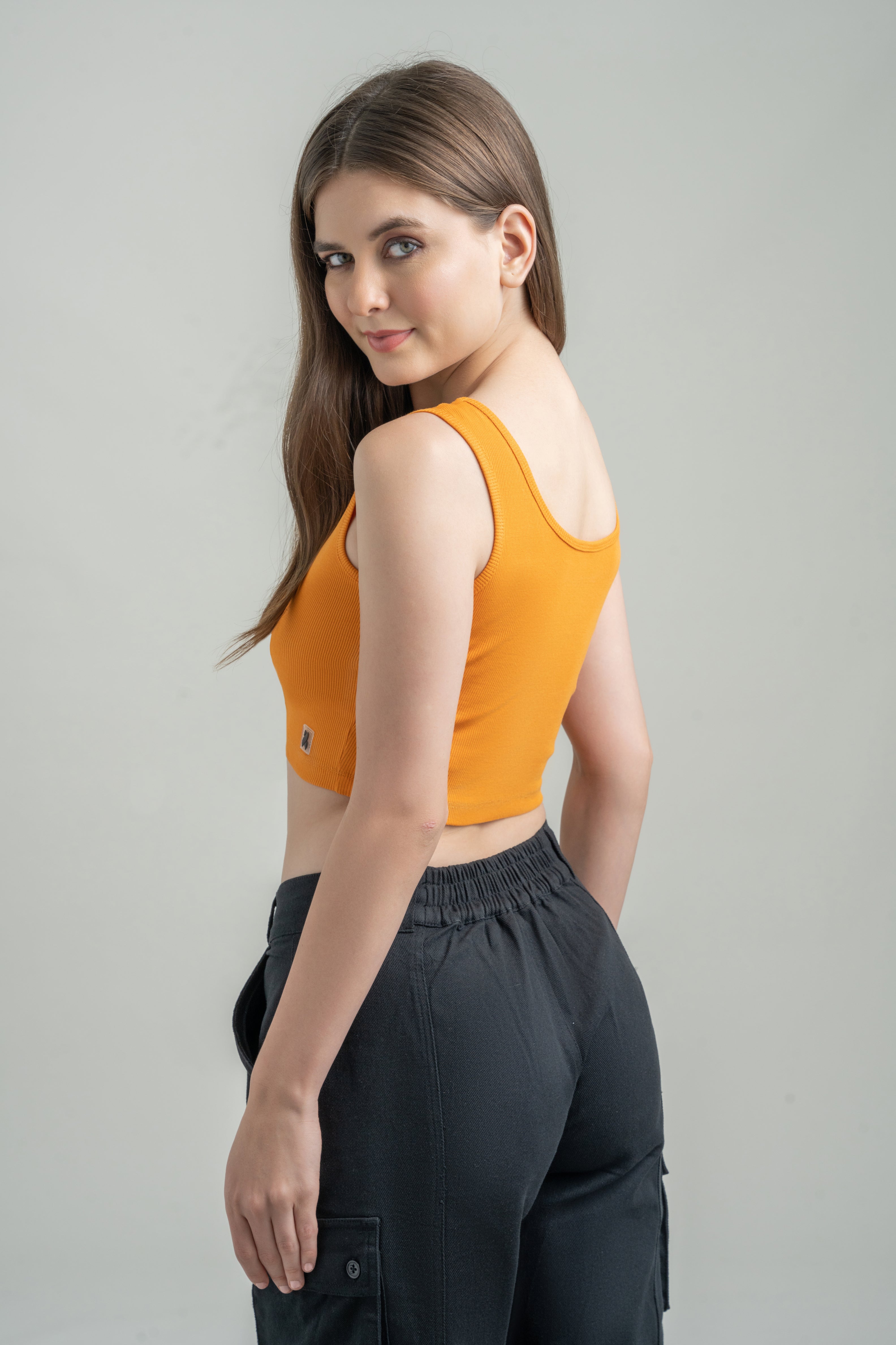 Sleeveless Orange Crop Top