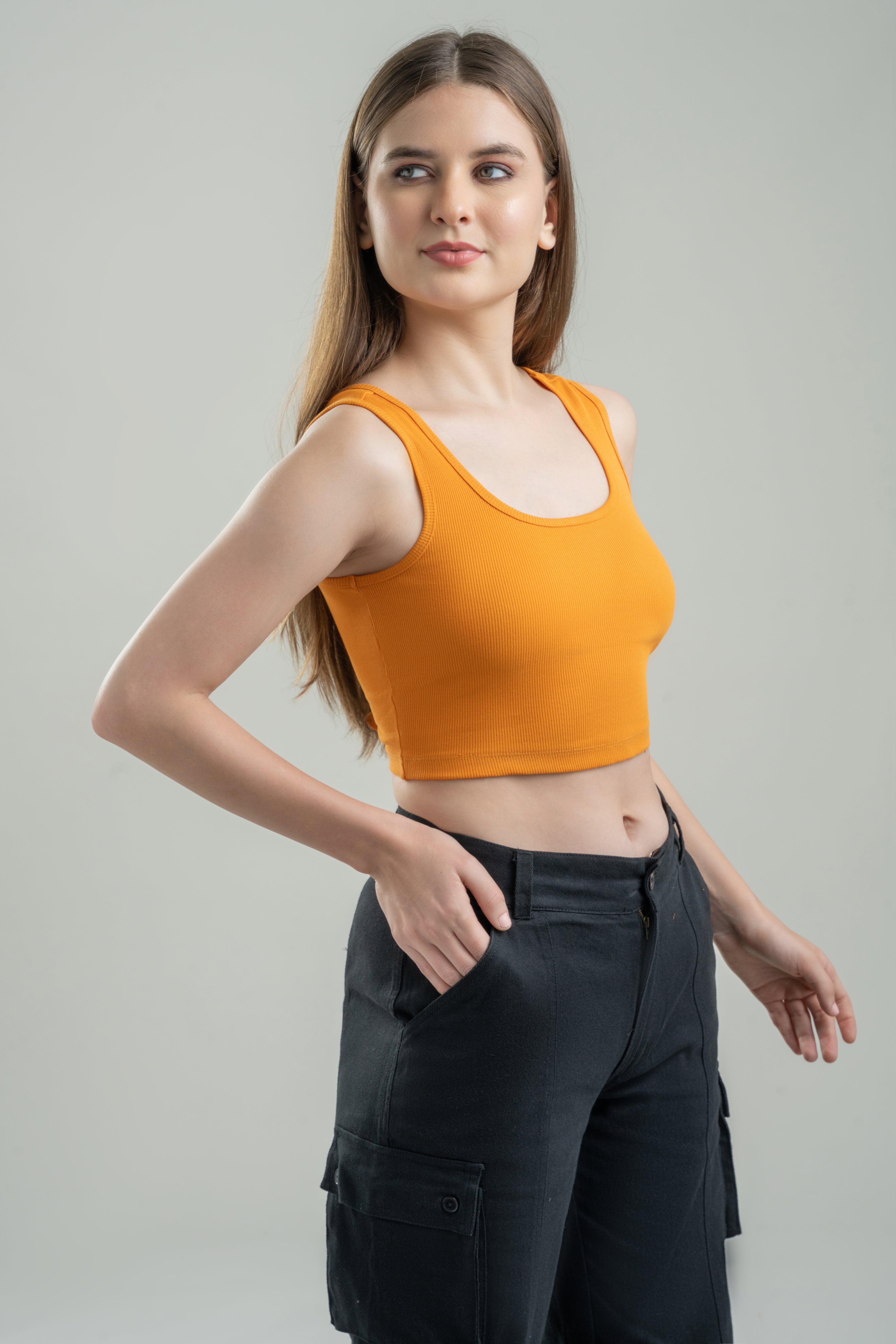 Sleeveless Orange Crop Top