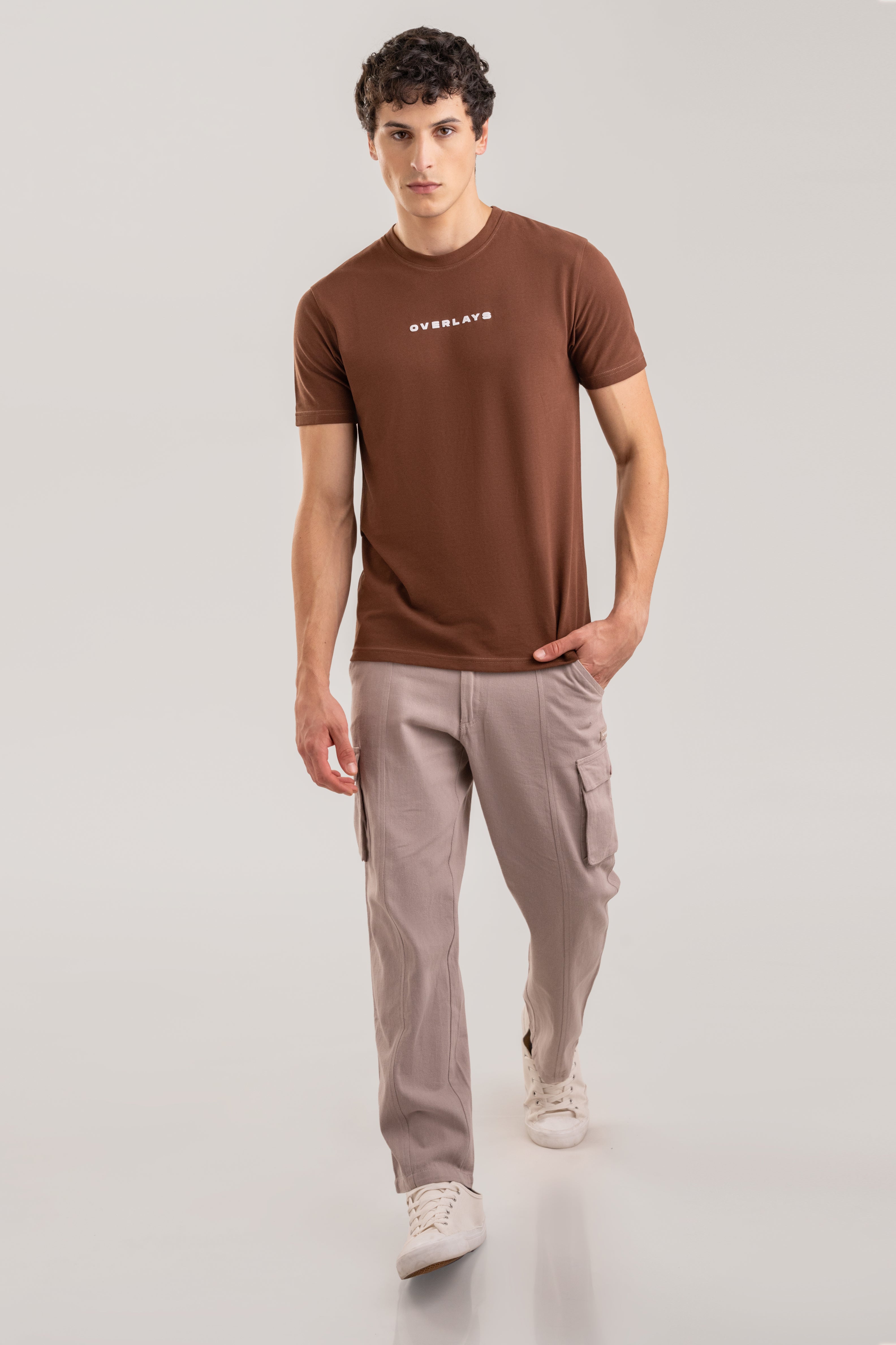 Textured Regular Fit Brown Pique T-shirt