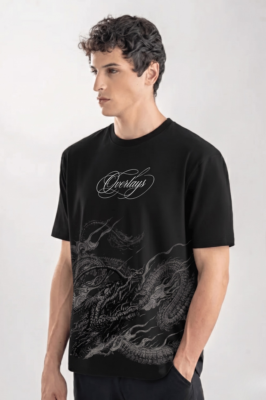 Night Fall Dragon Black Relaxed Fit T-shirt