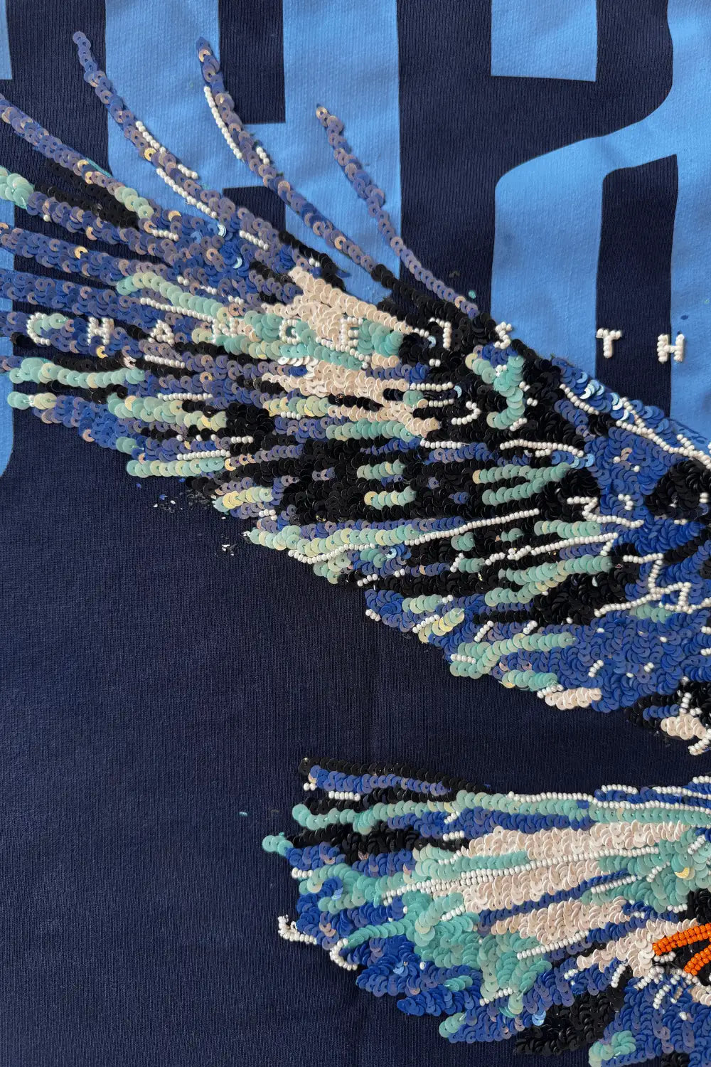 Embroidered Sky Rider Navy Oversized T-Shirt