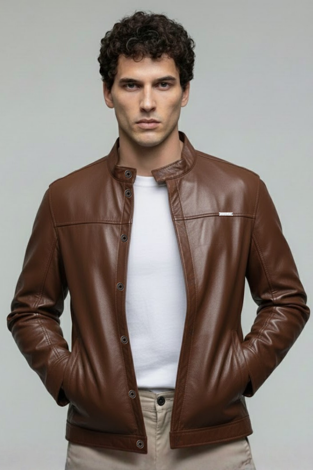 TAN MILER FAUX LEATHER JACKET