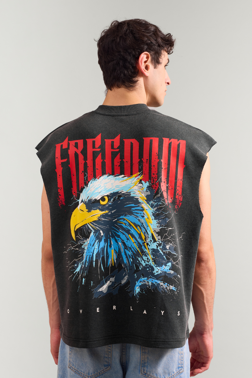 Hawk Eye Sleeveless Heavy Weight Acid Wash Tank Top With Raw Edges