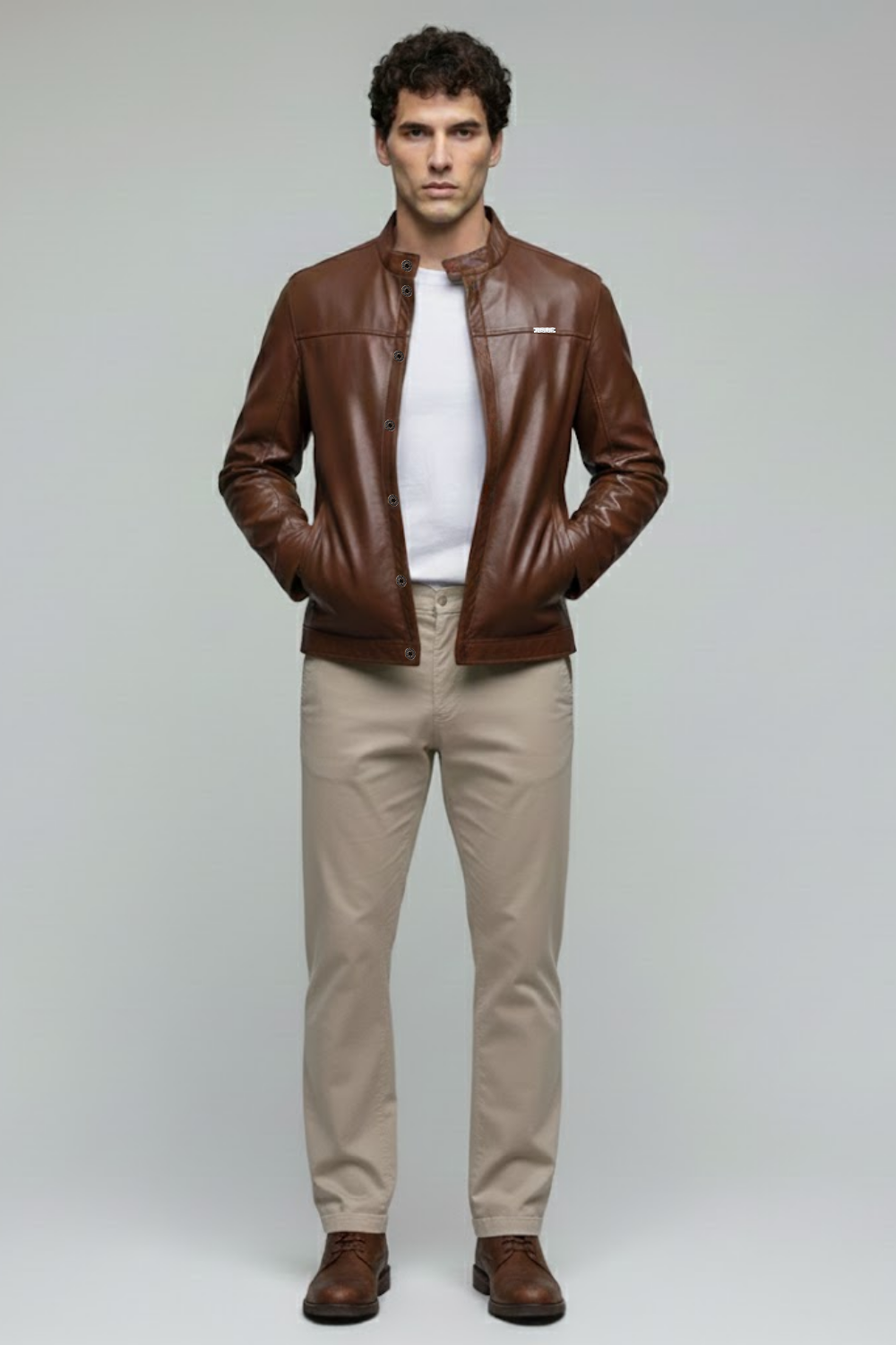 TAN MILER FAUX LEATHER JACKET