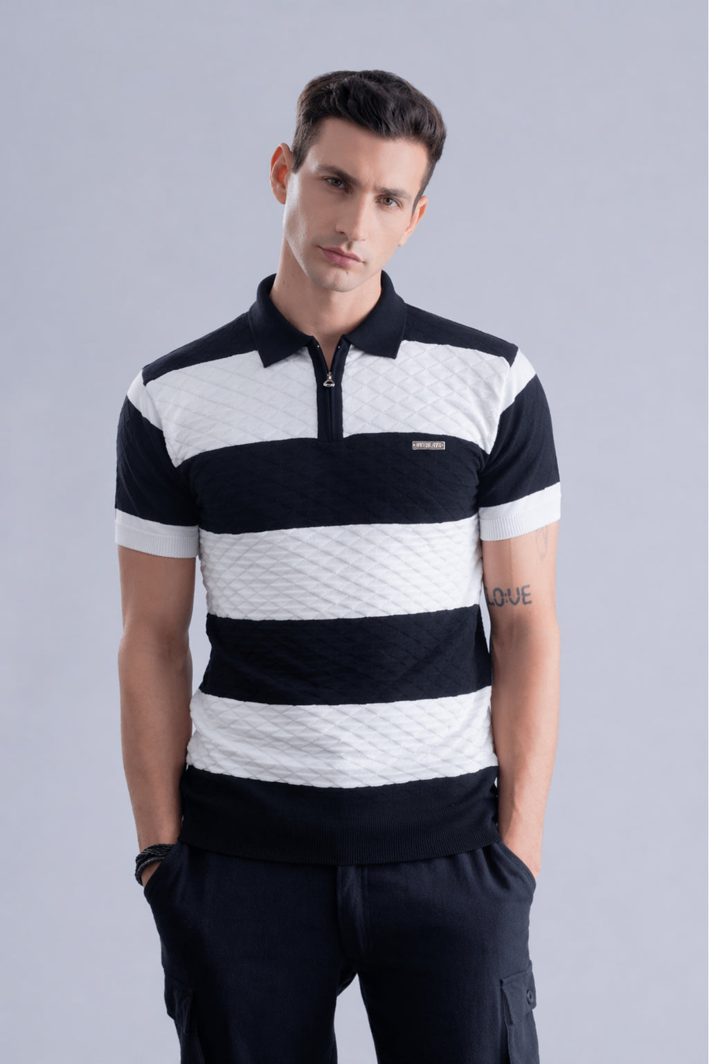 Monochrome Stripe Regular Fit Polo