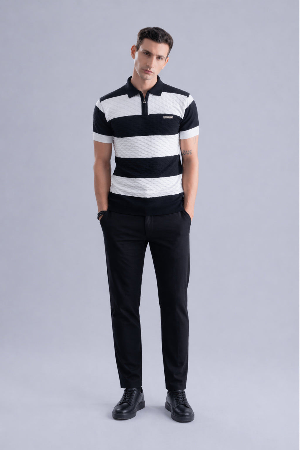 Monochrome Stripe Regular Fit Polo