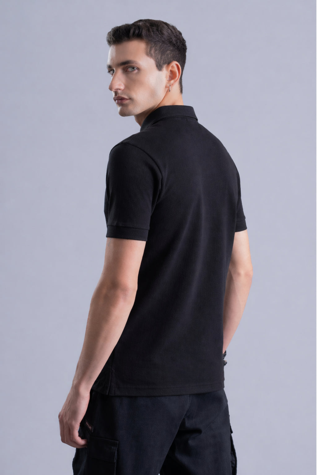 Noir Luxe Black Regular Fit Polo