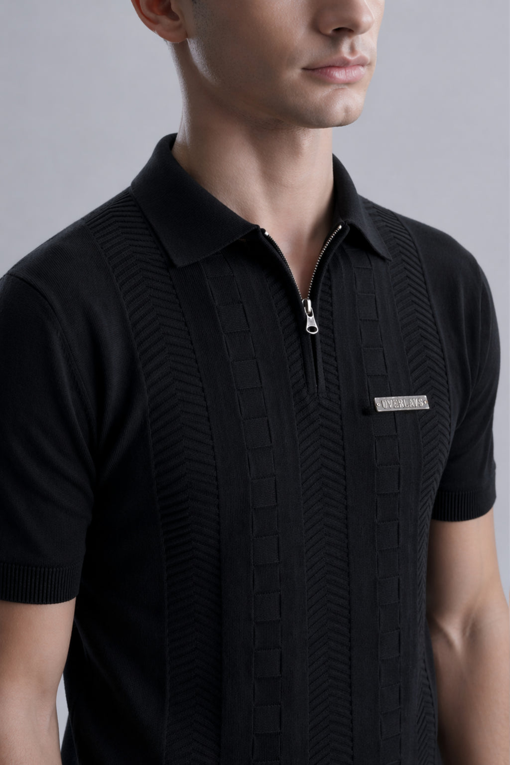 Noir Luxe Black Regular Fit Polo
