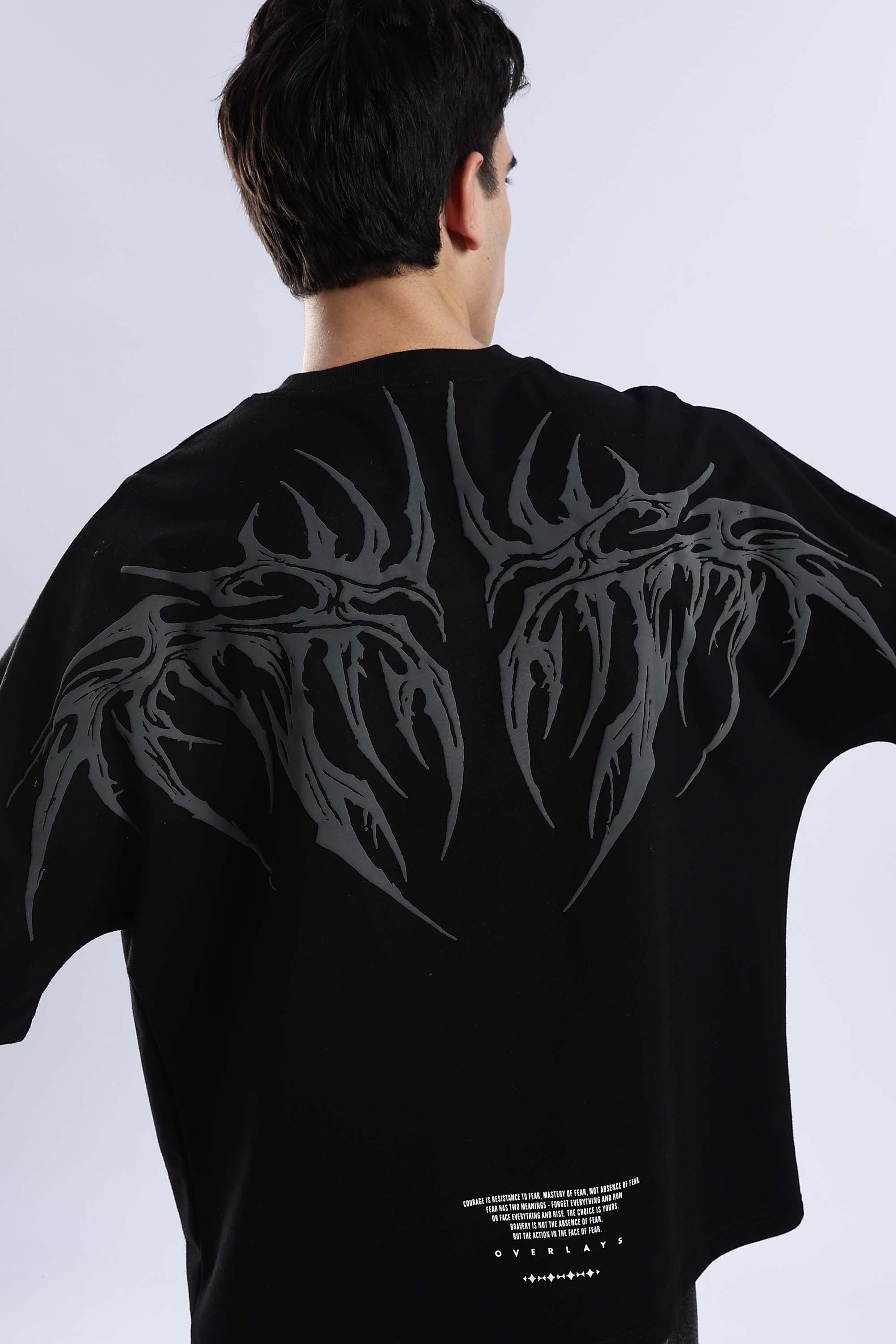 Shadow Wings Black Oversized T-Shirt