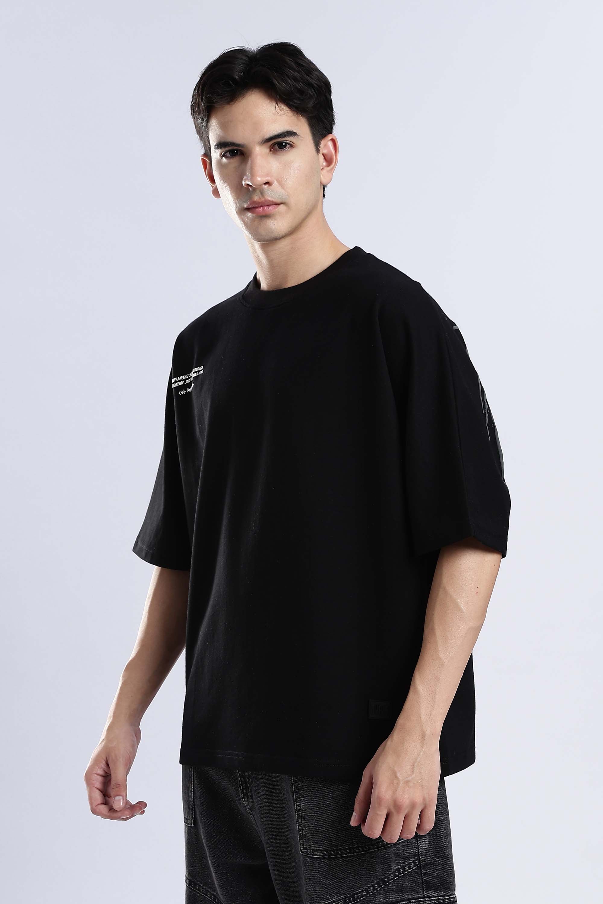 トップス Shadow long Tshirt (Black) Oversized Black Tshirt – Sunfade Edge Gradient Streetwear