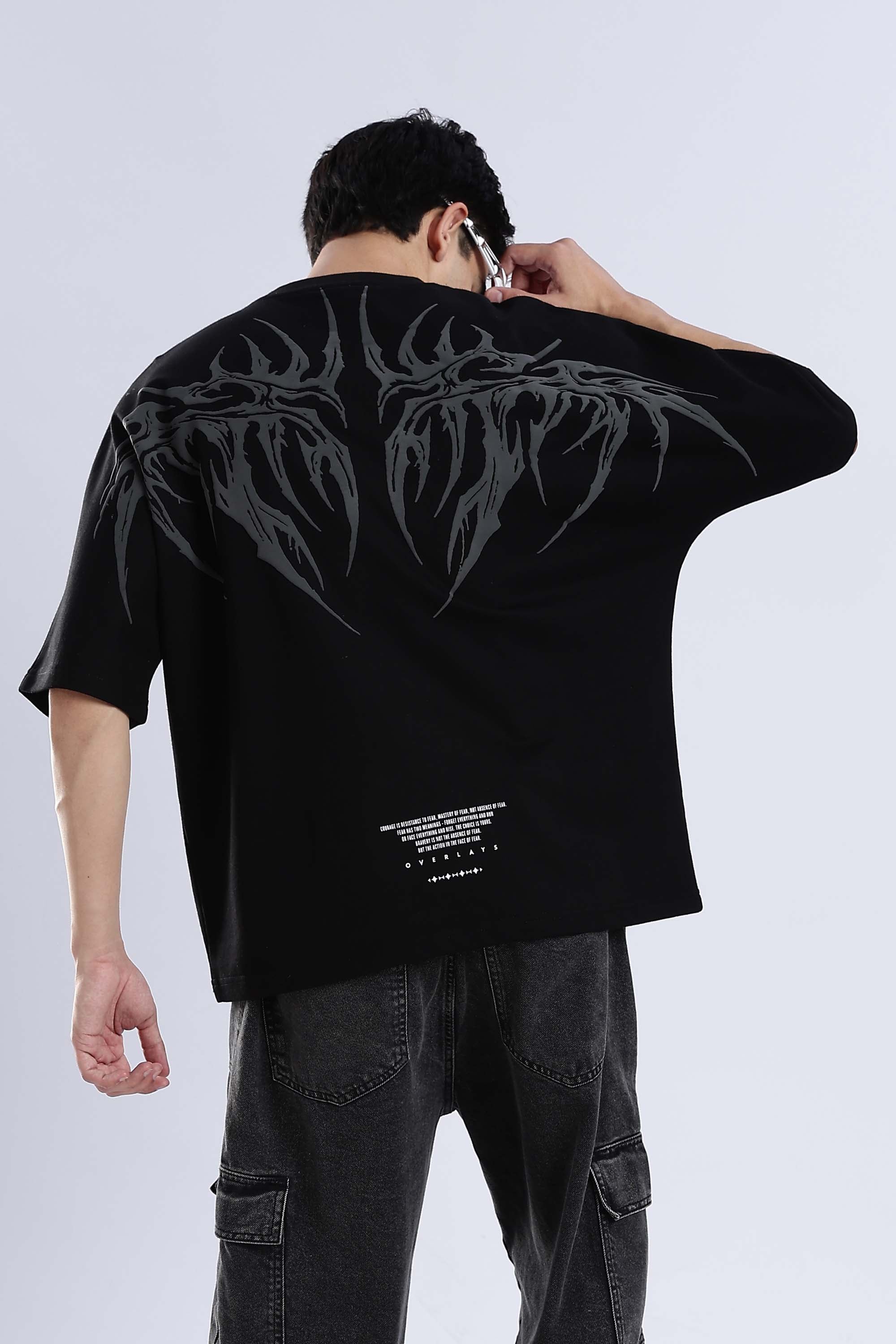 Shadow Wings Black Oversized T-Shirt