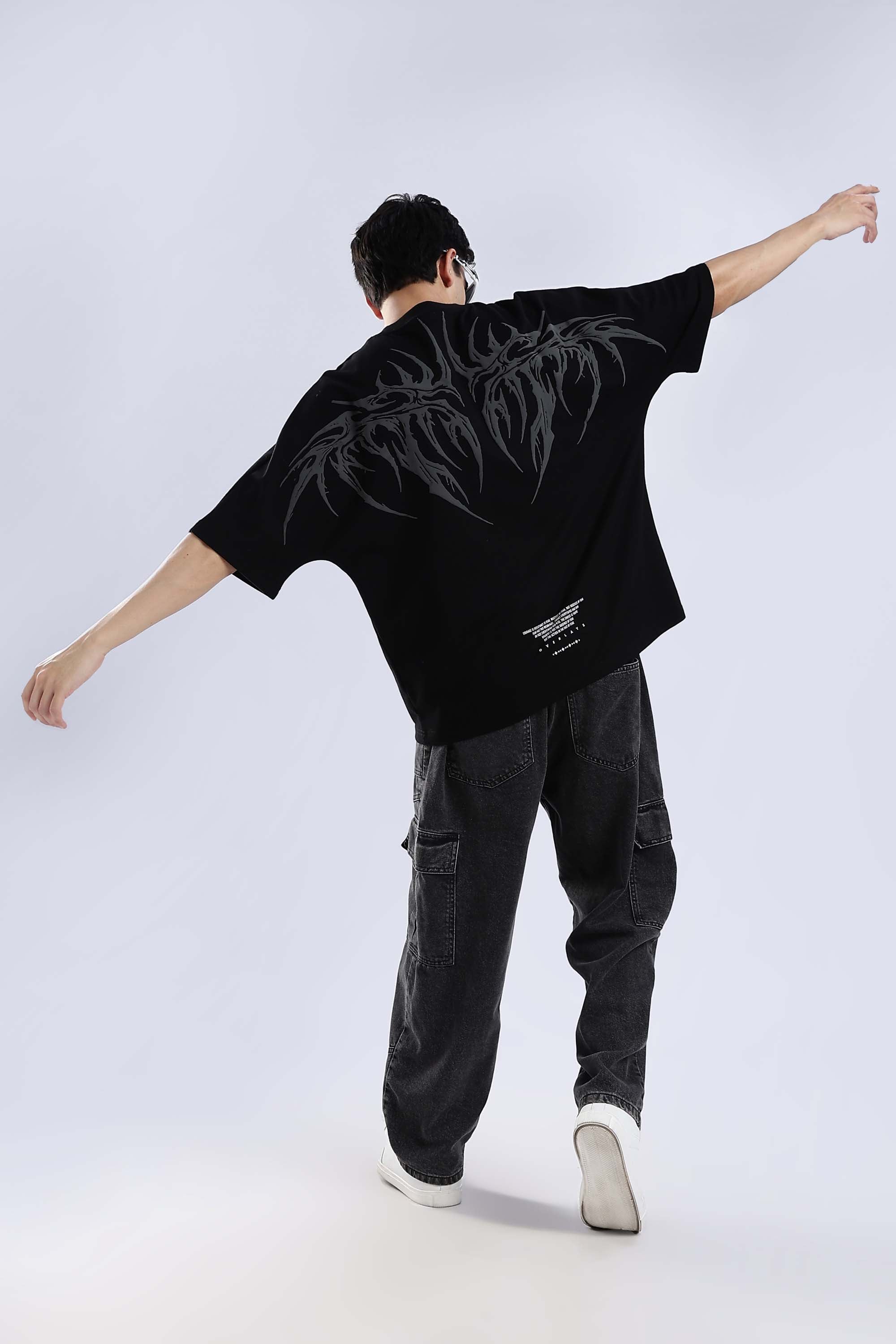 Shadow Wings Black Oversized T-Shirt