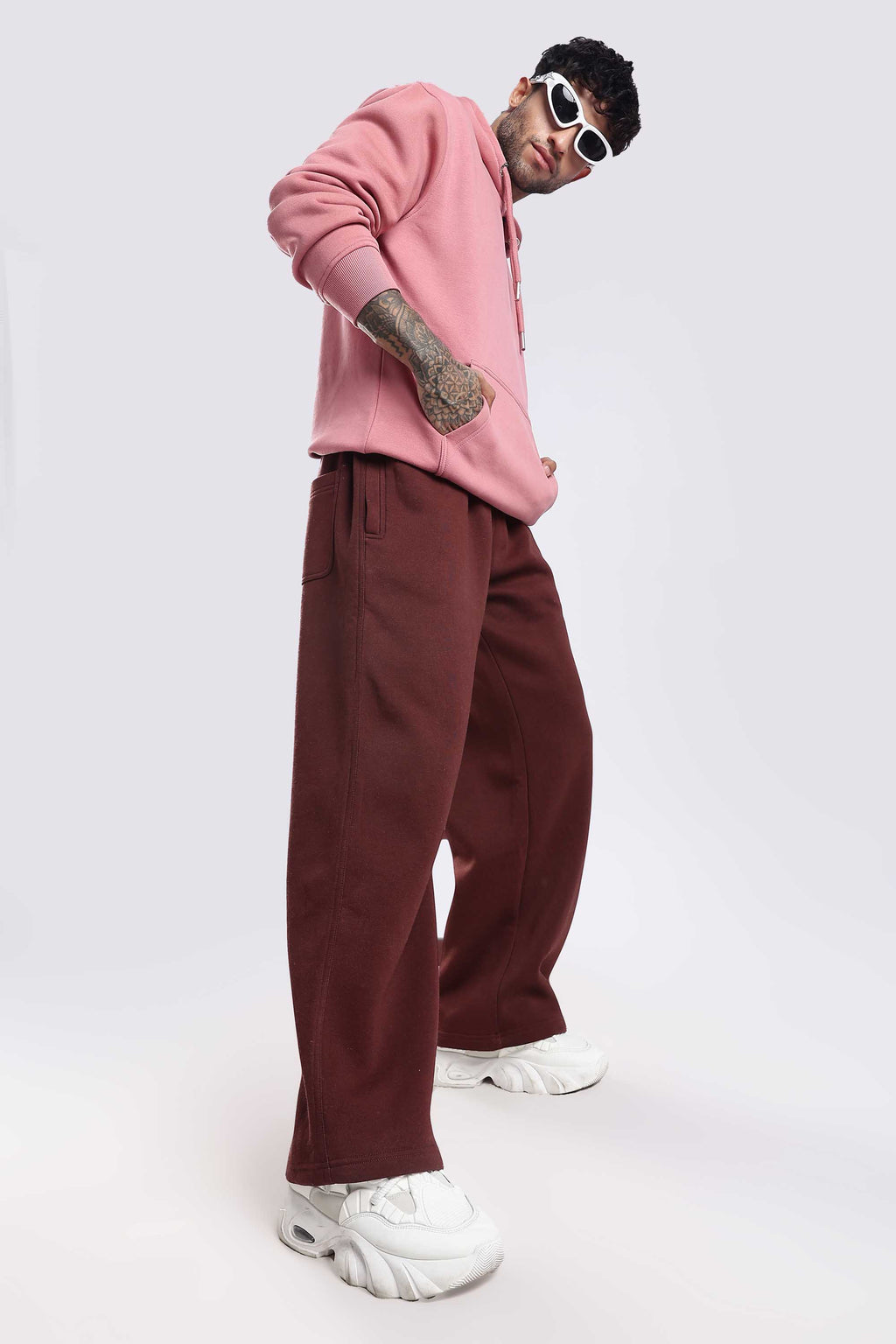 Rooted heavyweight brown joggers