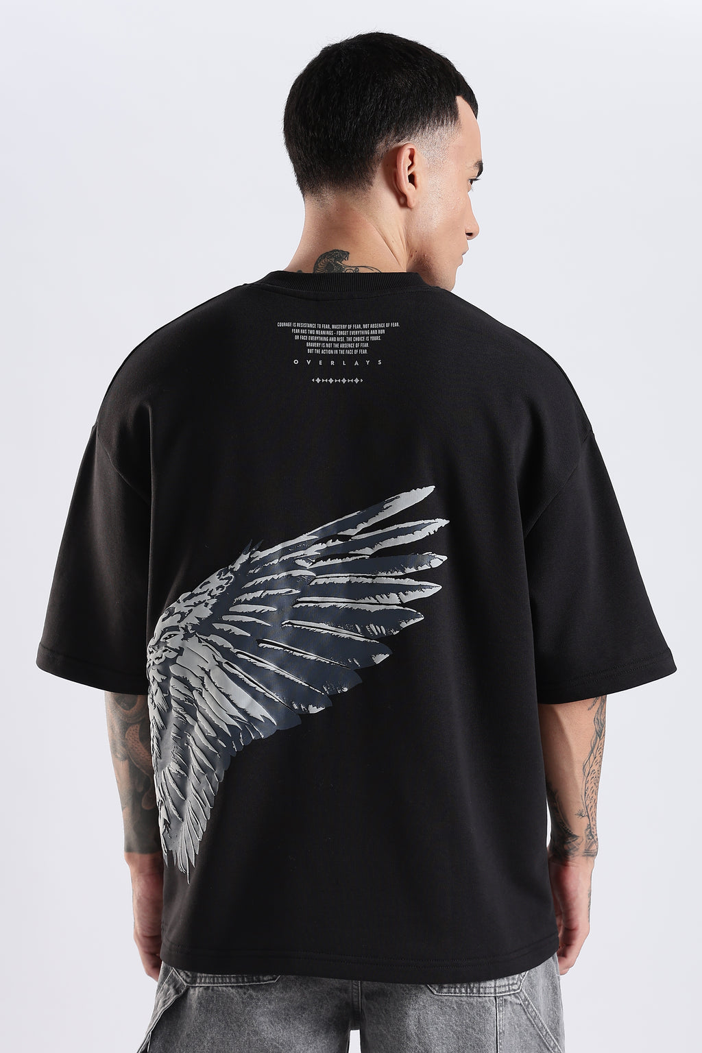 Shield Wings Black Oversized Fit T-Shirt