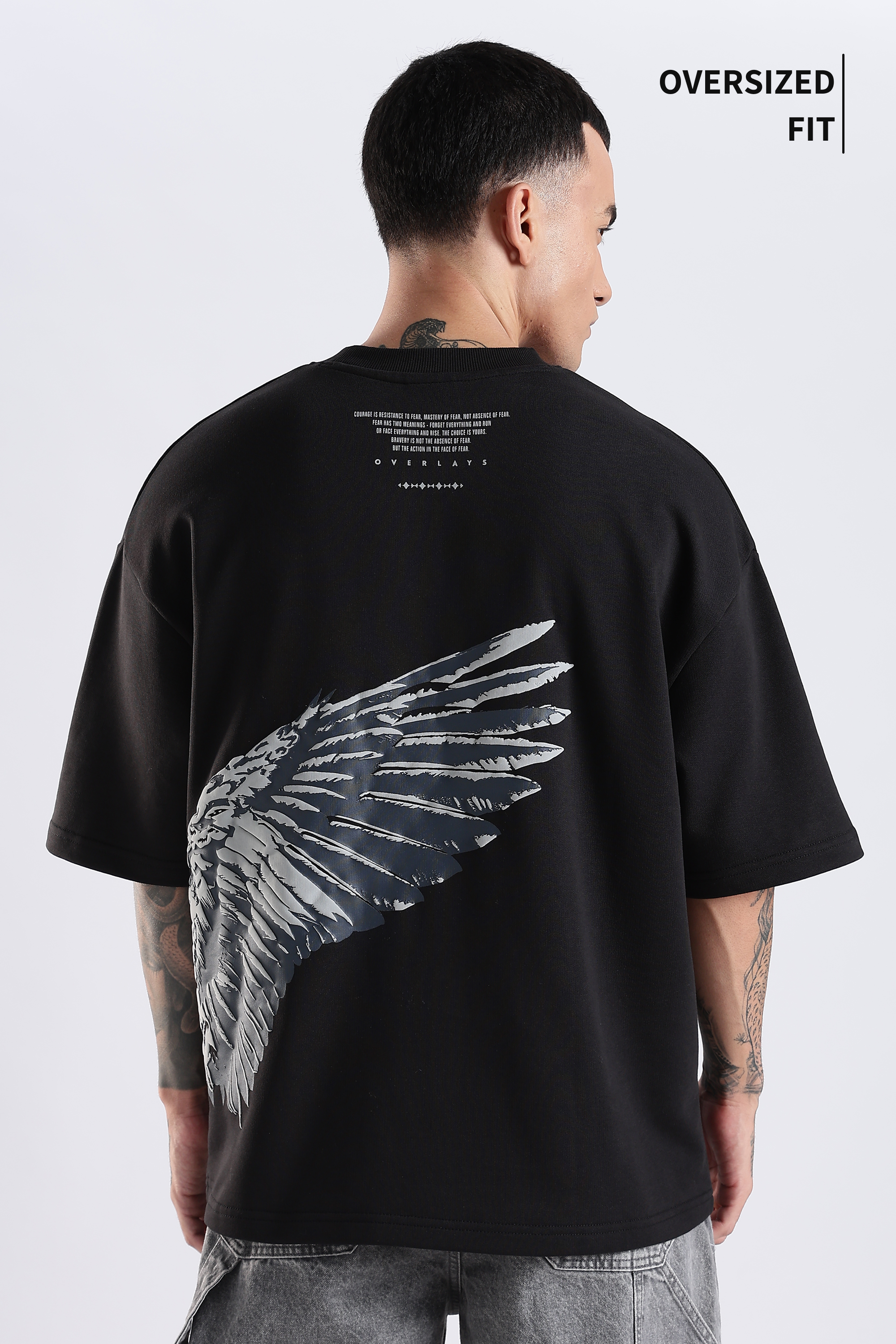 Shield Wings Black Oversized Fit T-Shirt