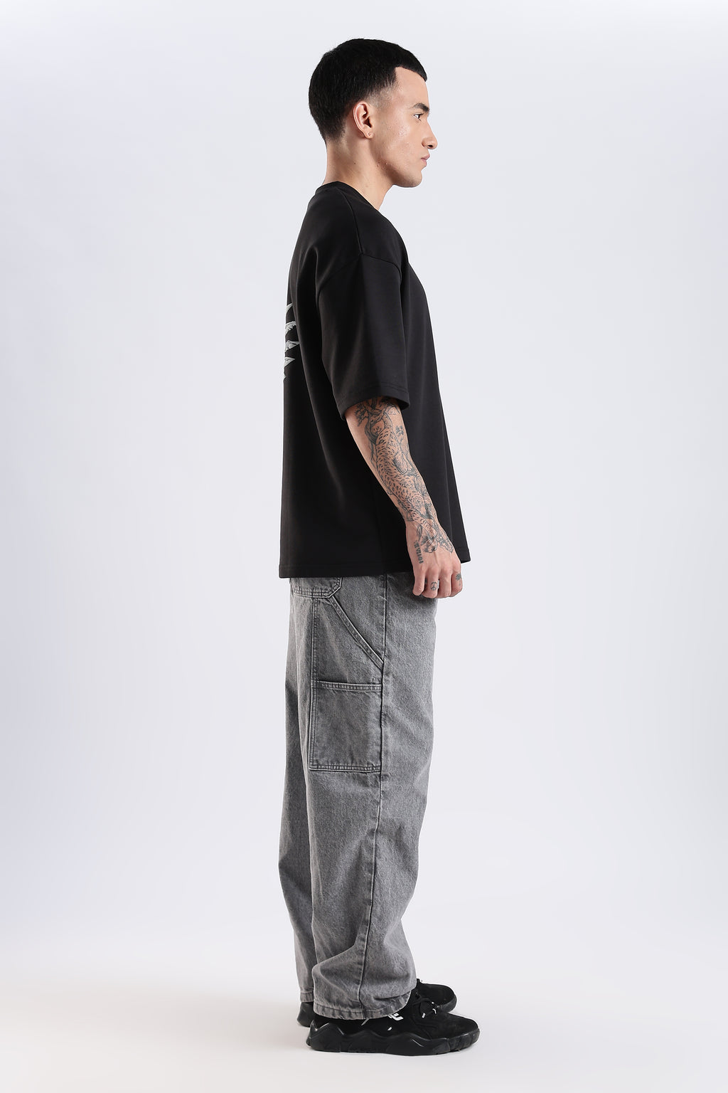 Shield Wings Black Oversized Fit T-Shirt