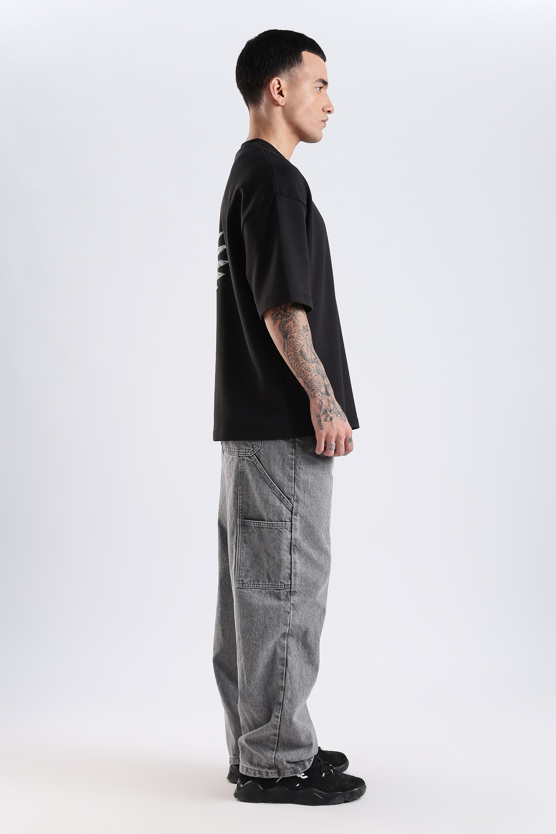 Shield Wings Black Oversized Fit T-Shirt